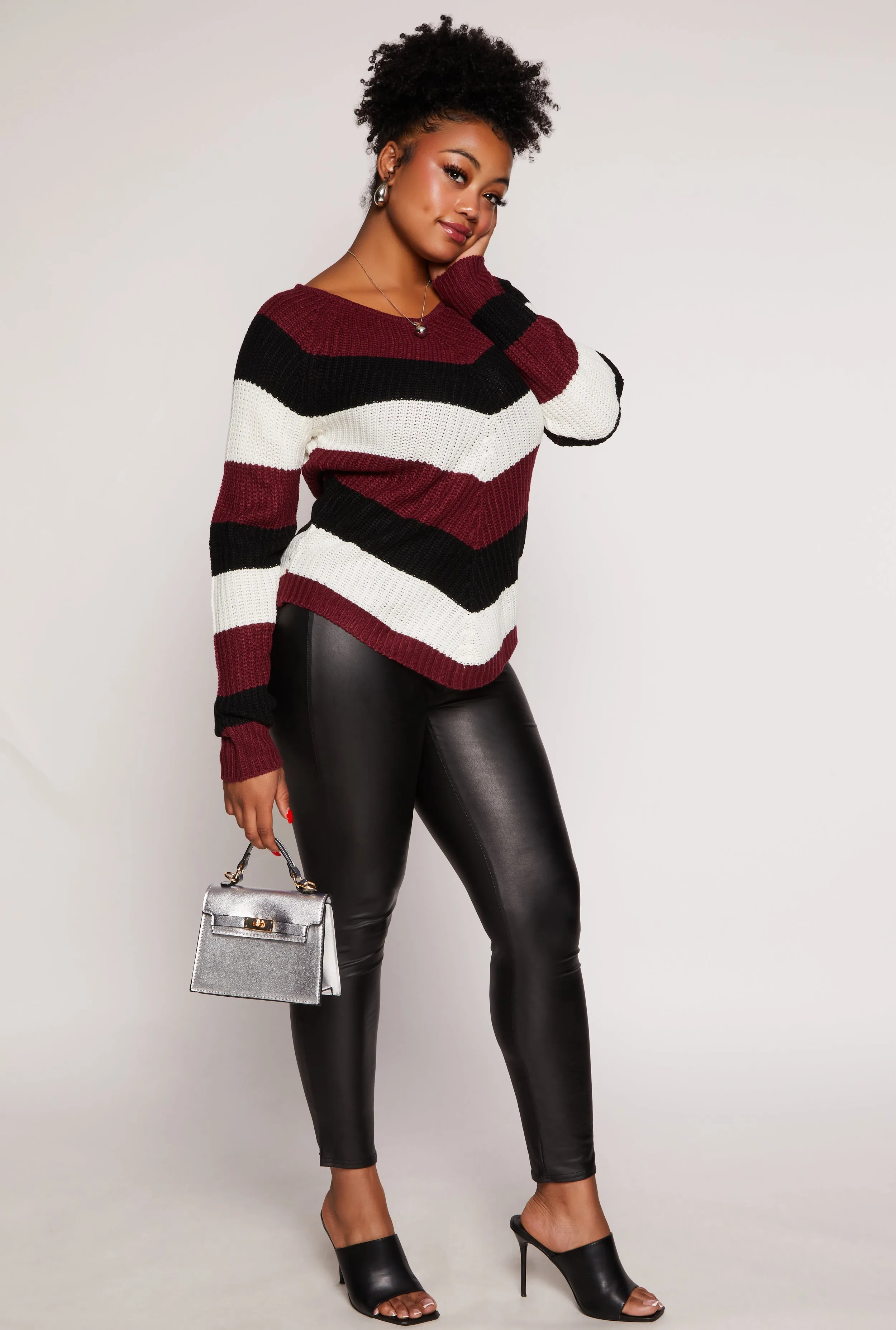 Plus Size Chevron Lace Up Pullover Sweater sold by Rainbow product image thumbnail 3