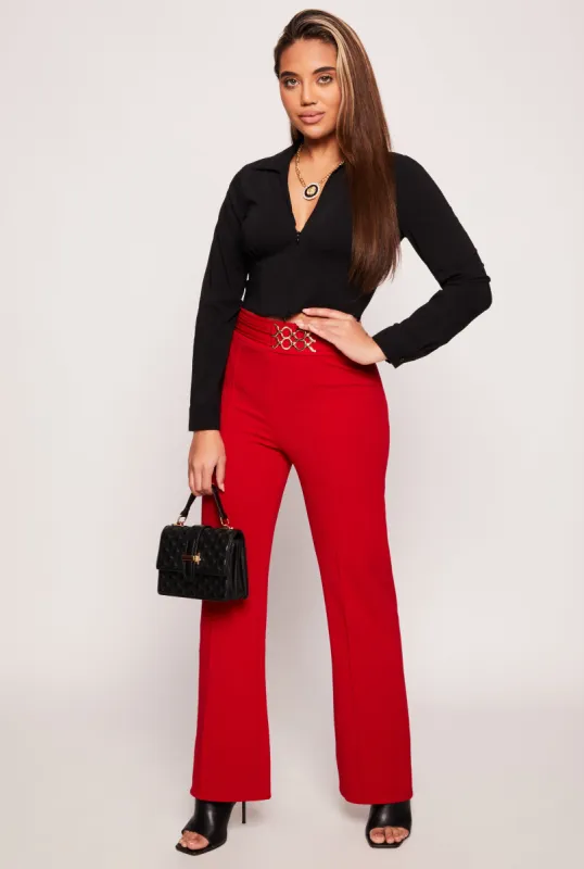 Metallic Link Detail Dress Pants sold by Rainbow