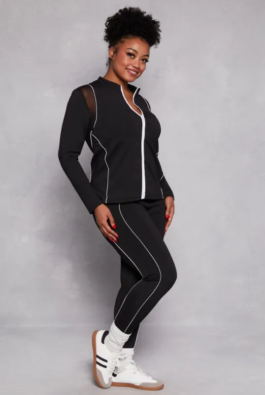 Plus Size Contrast Trim Active Leggings sold by Rainbow