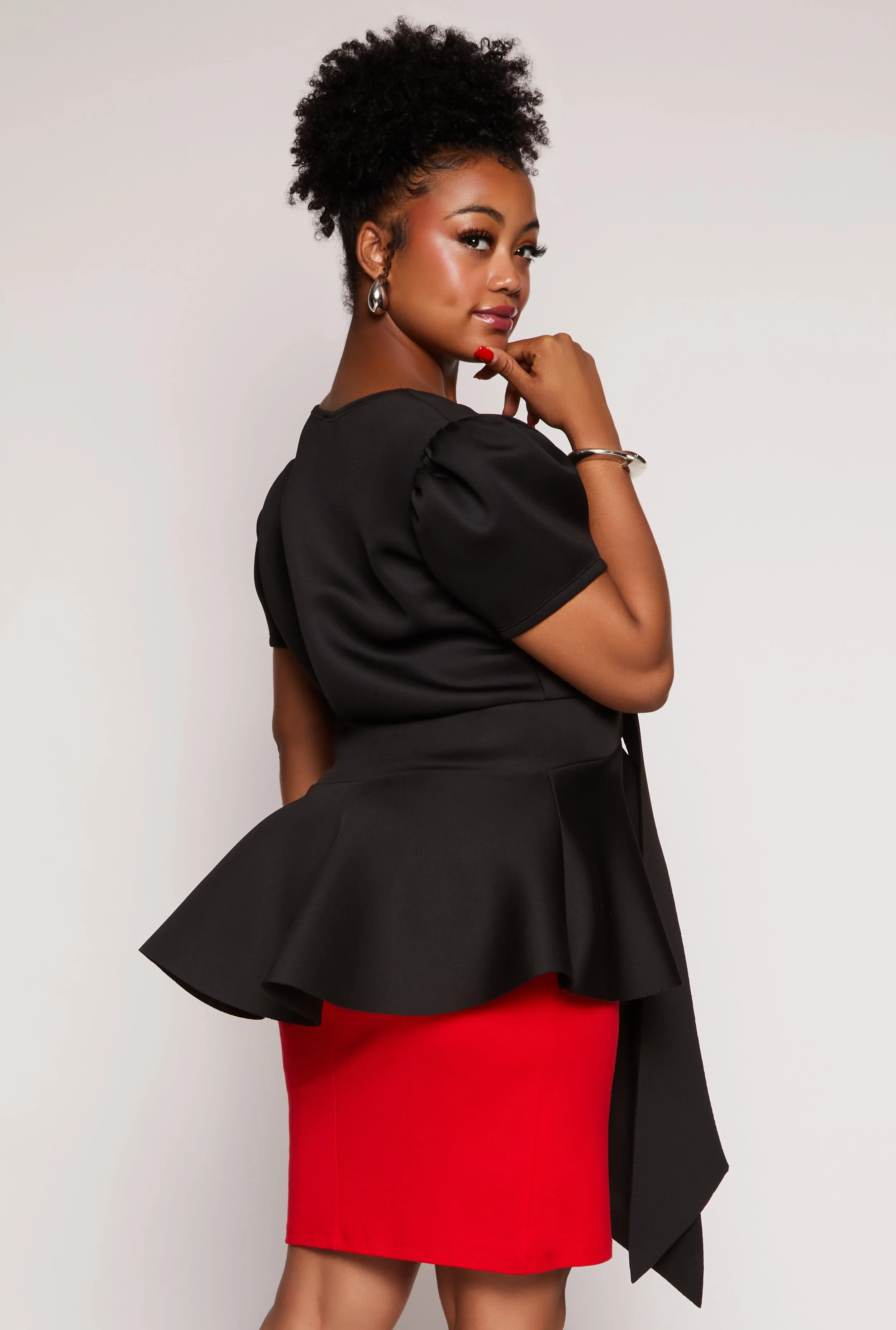 Plus Size Tie Waist Peplum Top sold by Rainbow product image thumbnail 3