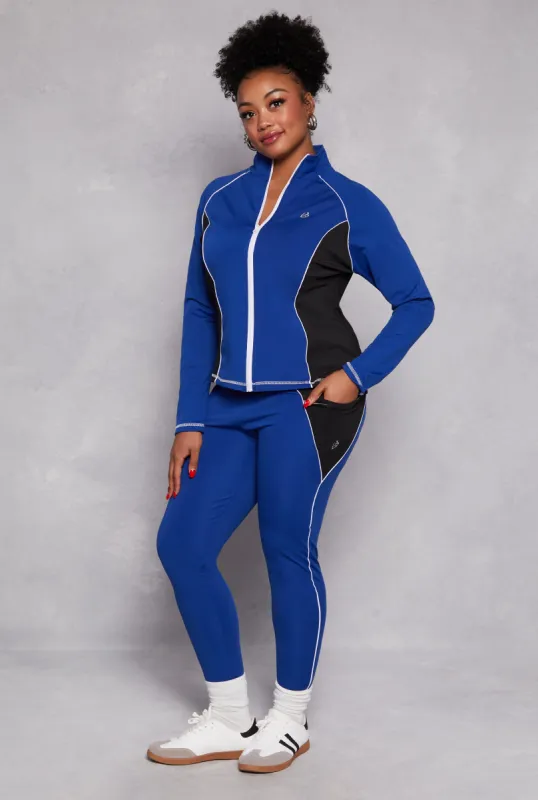 Plus Size Color Block Contrast Trim Active Leggings sold by Rainbow