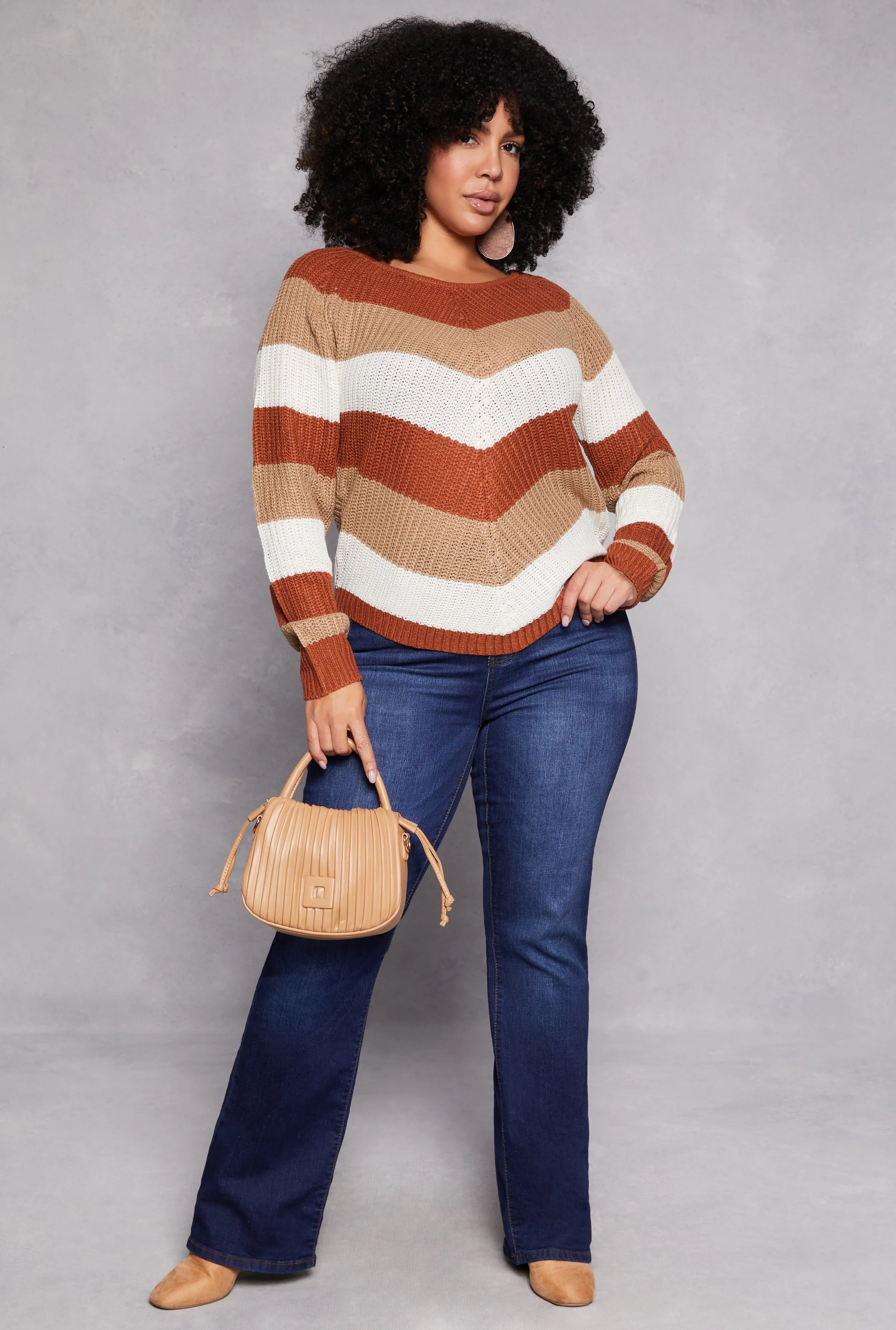 Plus Size Chevron Lace Up Pullover Sweater sold by Rainbow product image thumbnail 2