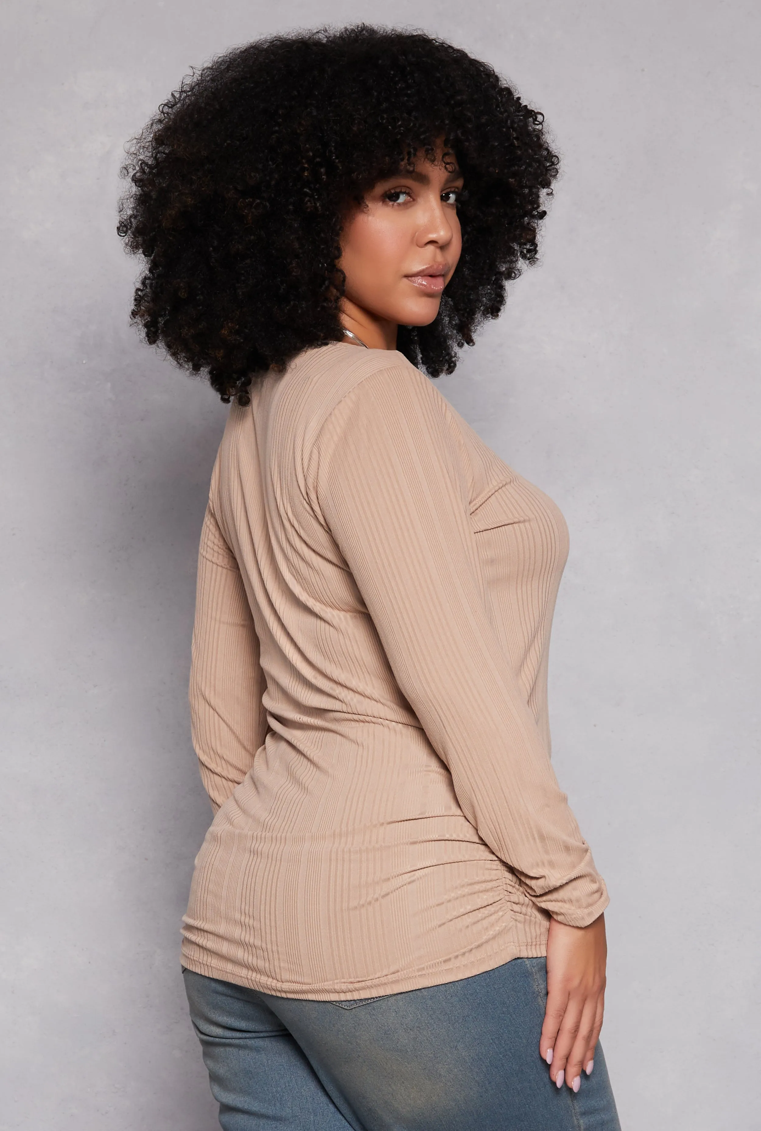 Plus Size Shadow Stripe Ruched Blouse sold by Rainbow product image thumbnail 3