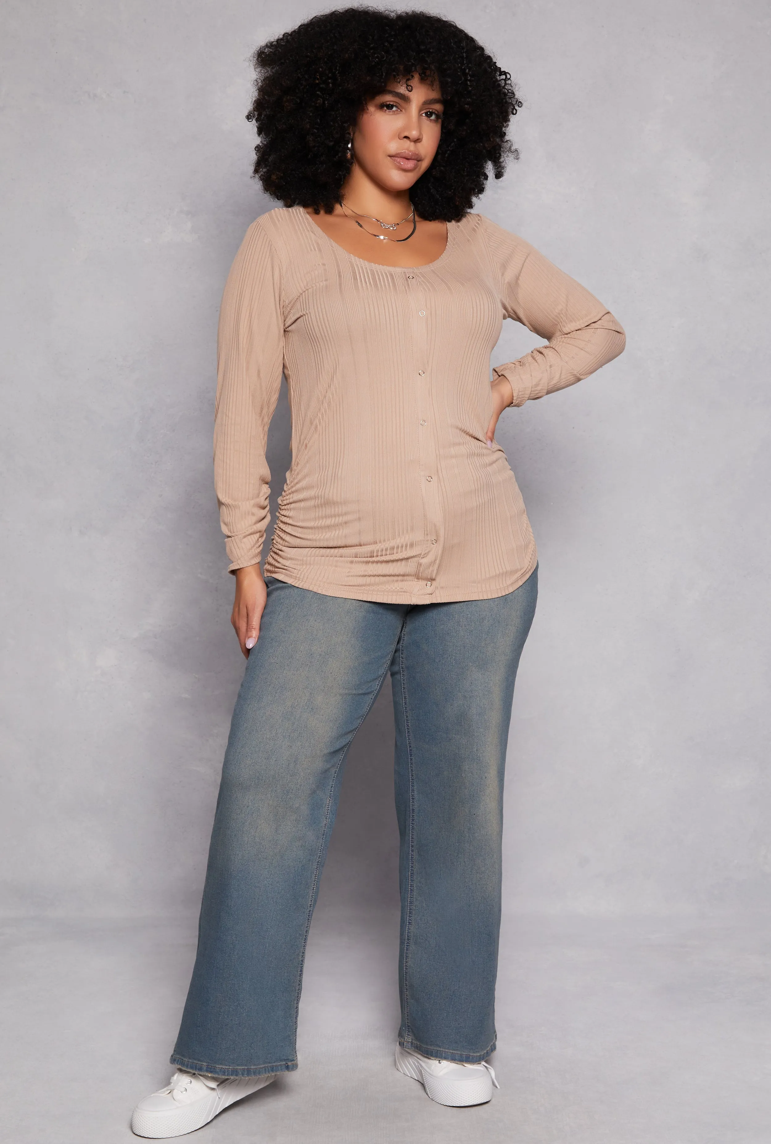 Plus Size Shadow Stripe Ruched Blouse sold by Rainbow product image thumbnail 2