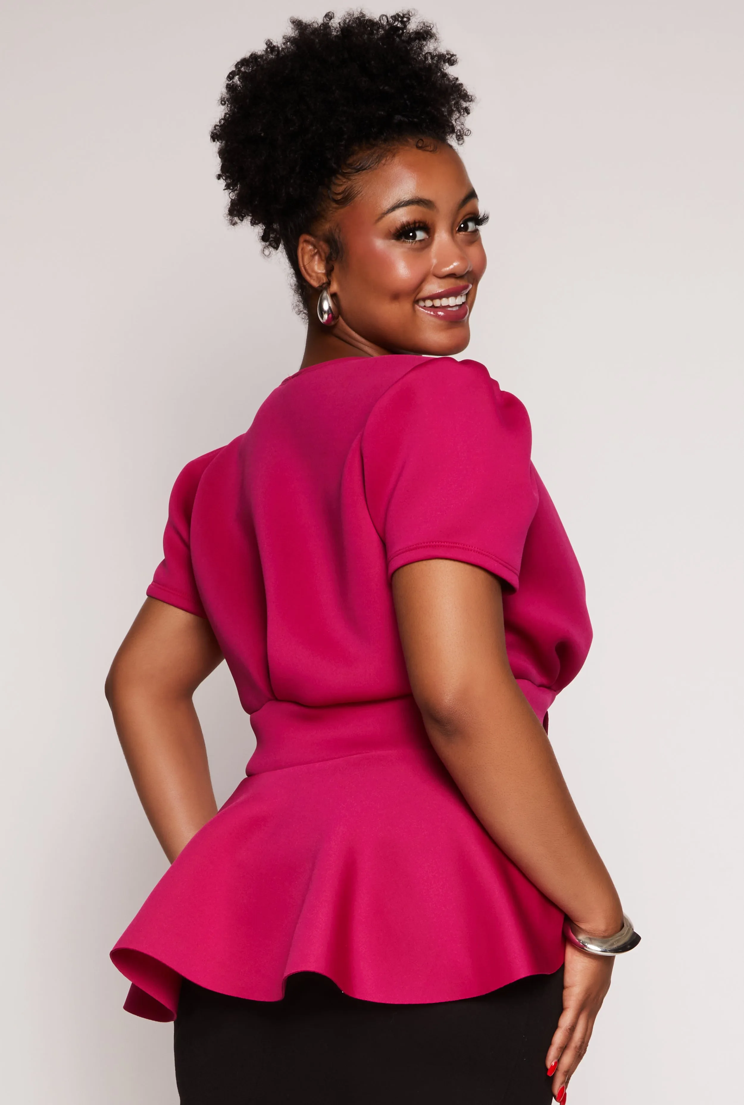 Plus Size Tie Waist Peplum Top sold by Rainbow product image thumbnail 3