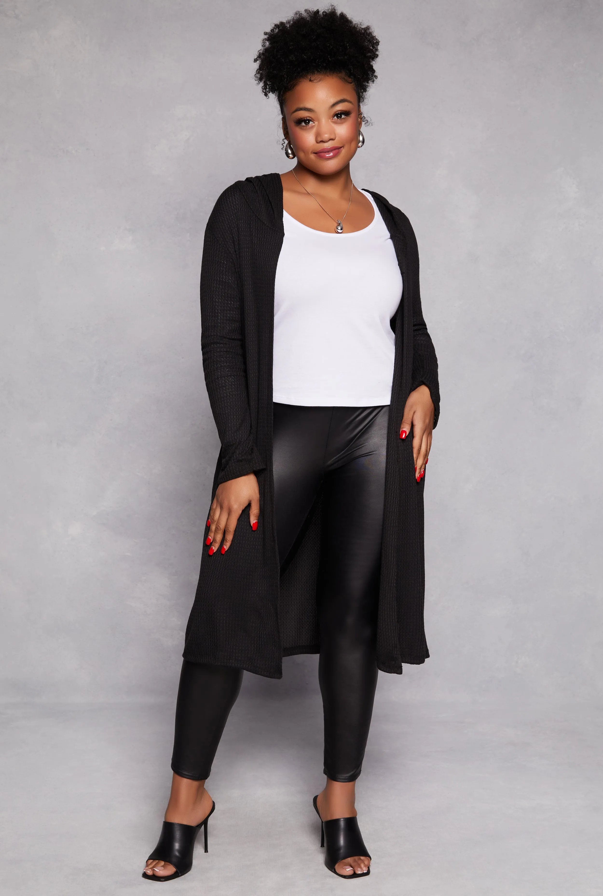 Plus Size Waffle Knit Hooded Duster sold by Rainbow product image thumbnail 2