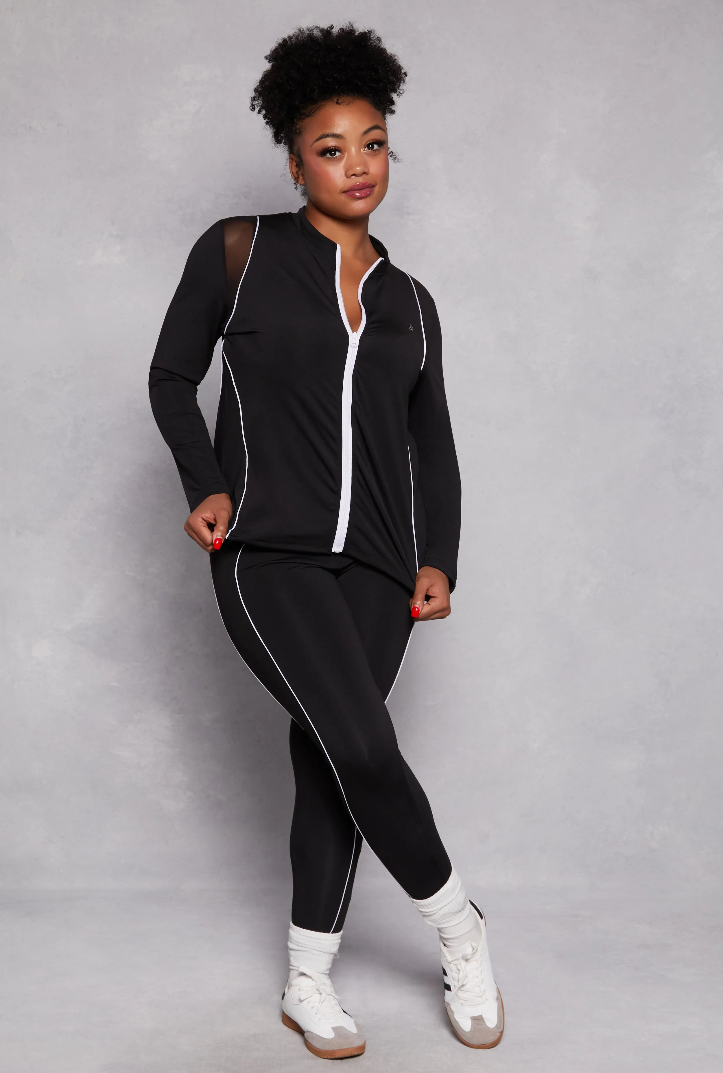 Plus Size Mesh Insert Track Jacket sold by Rainbow product image thumbnail 2