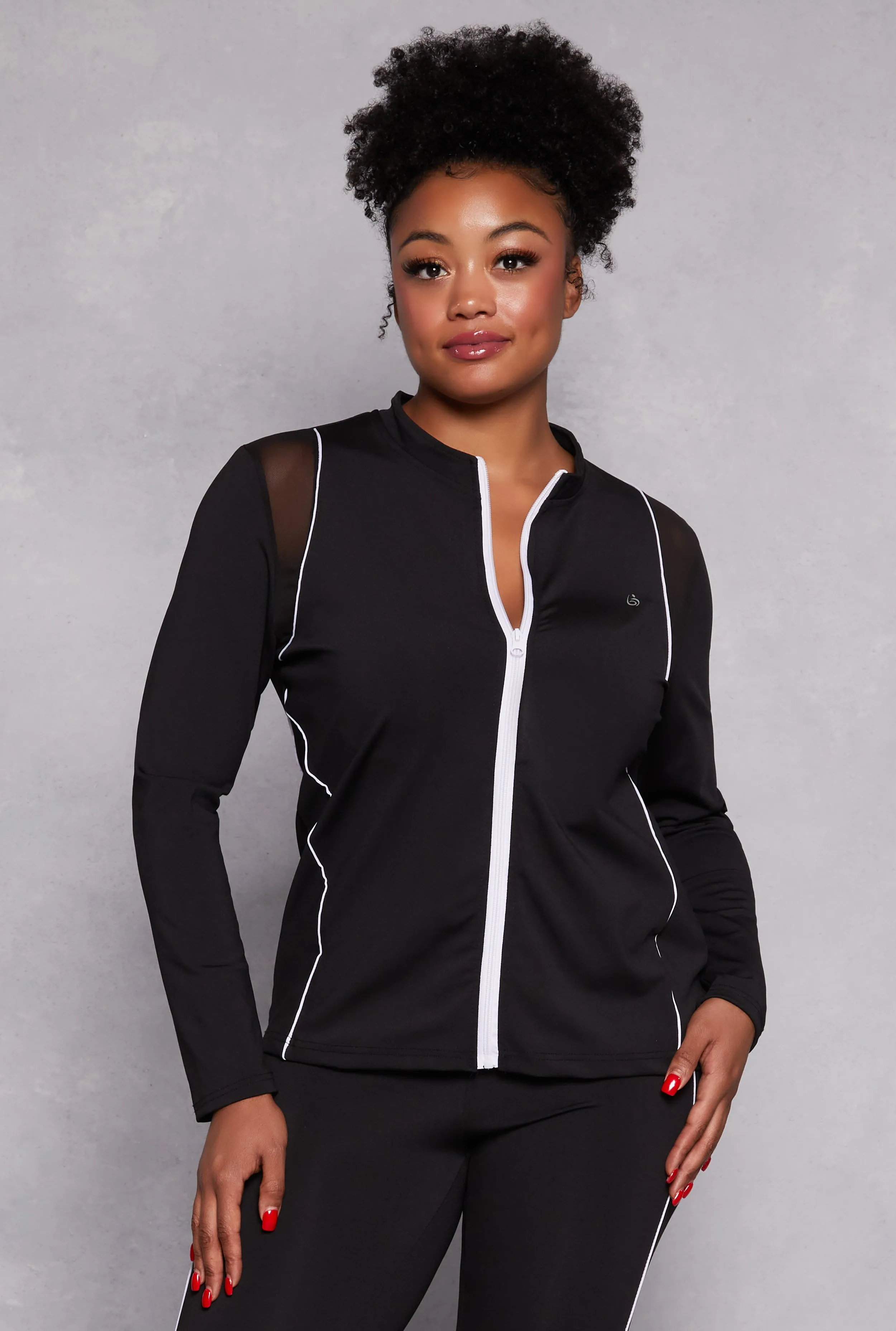 Plus Size Mesh Insert Track Jacket sold by Rainbow
