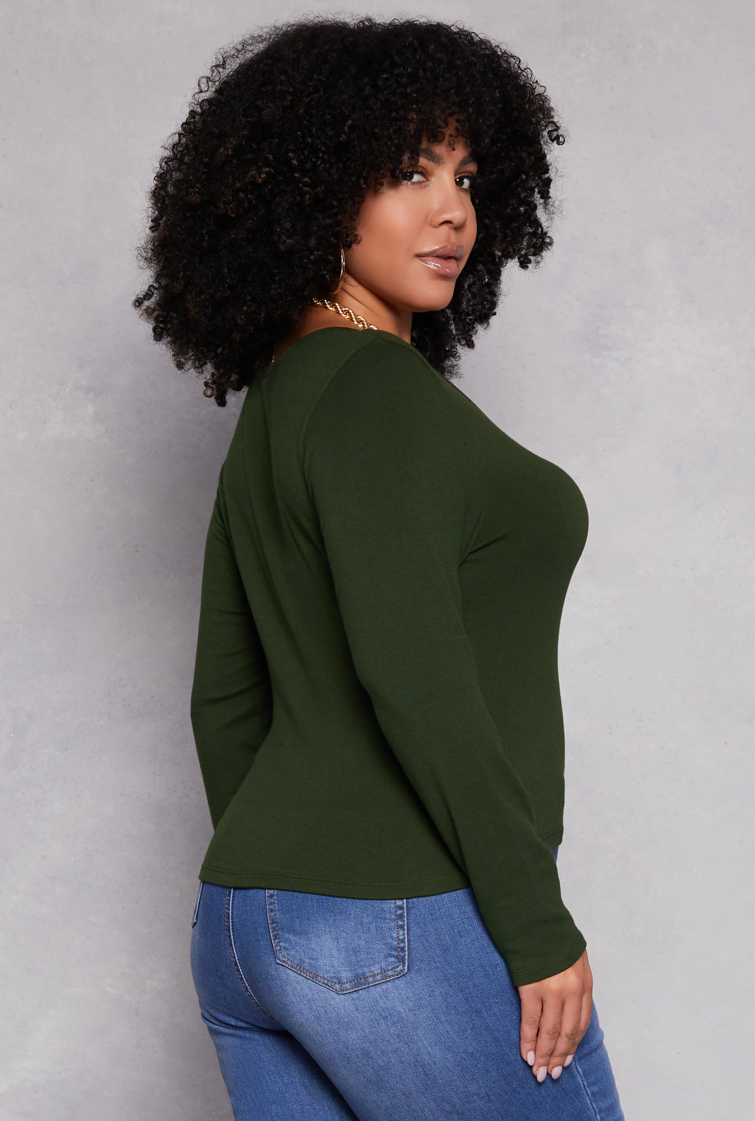 Plus Size Basic Fleece Lined T Shirt sold by Rainbow product image thumbnail 3