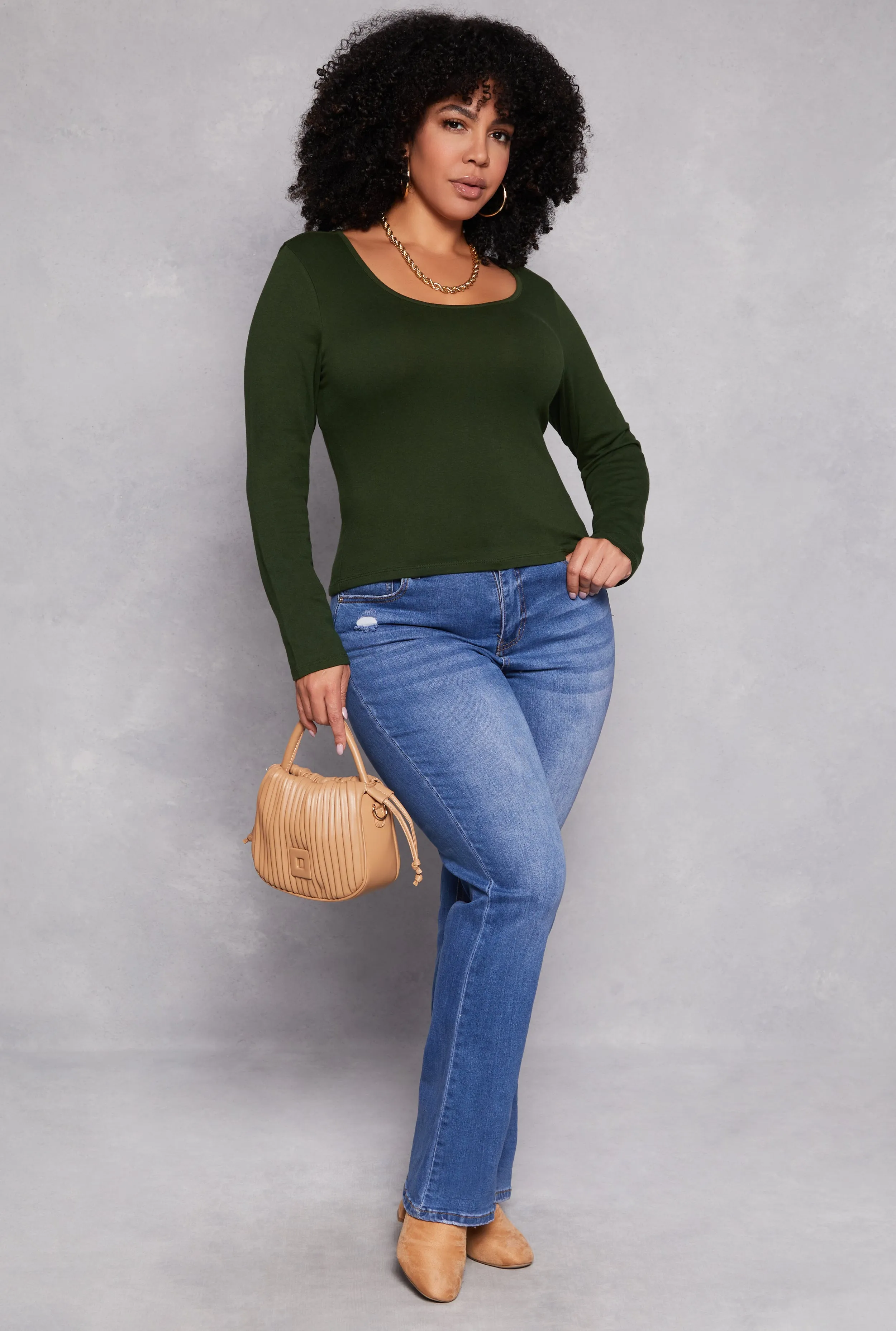 Plus Size Basic Fleece Lined T Shirt sold by Rainbow product image thumbnail 2