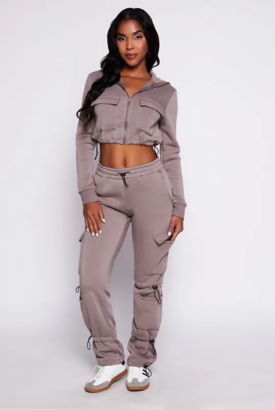 Fleece Toggle Drawstring Cargo Sweatpants sold by Rainbow