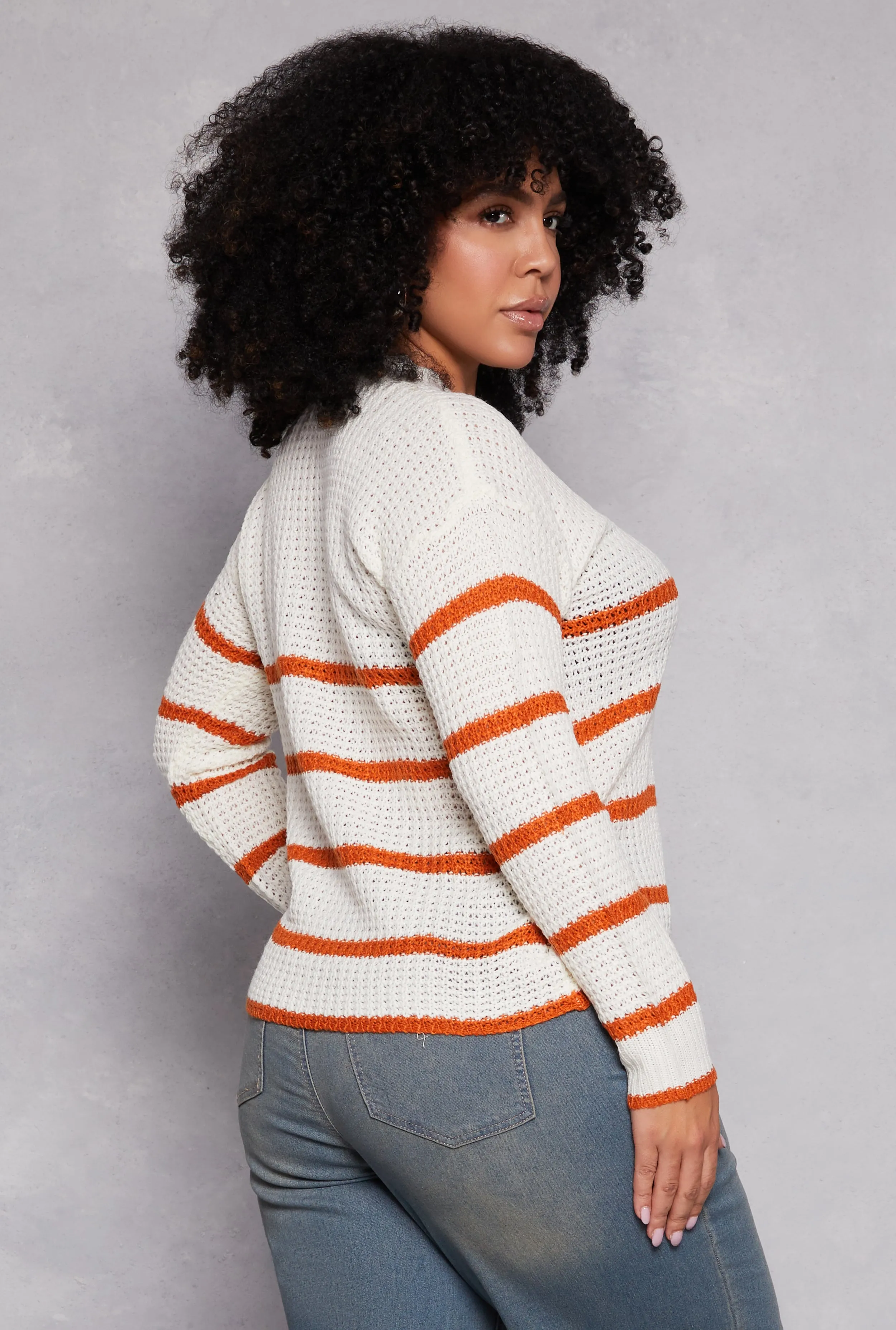 Plus Size Striped Crew Neck Sweater sold by Rainbow product image thumbnail 3