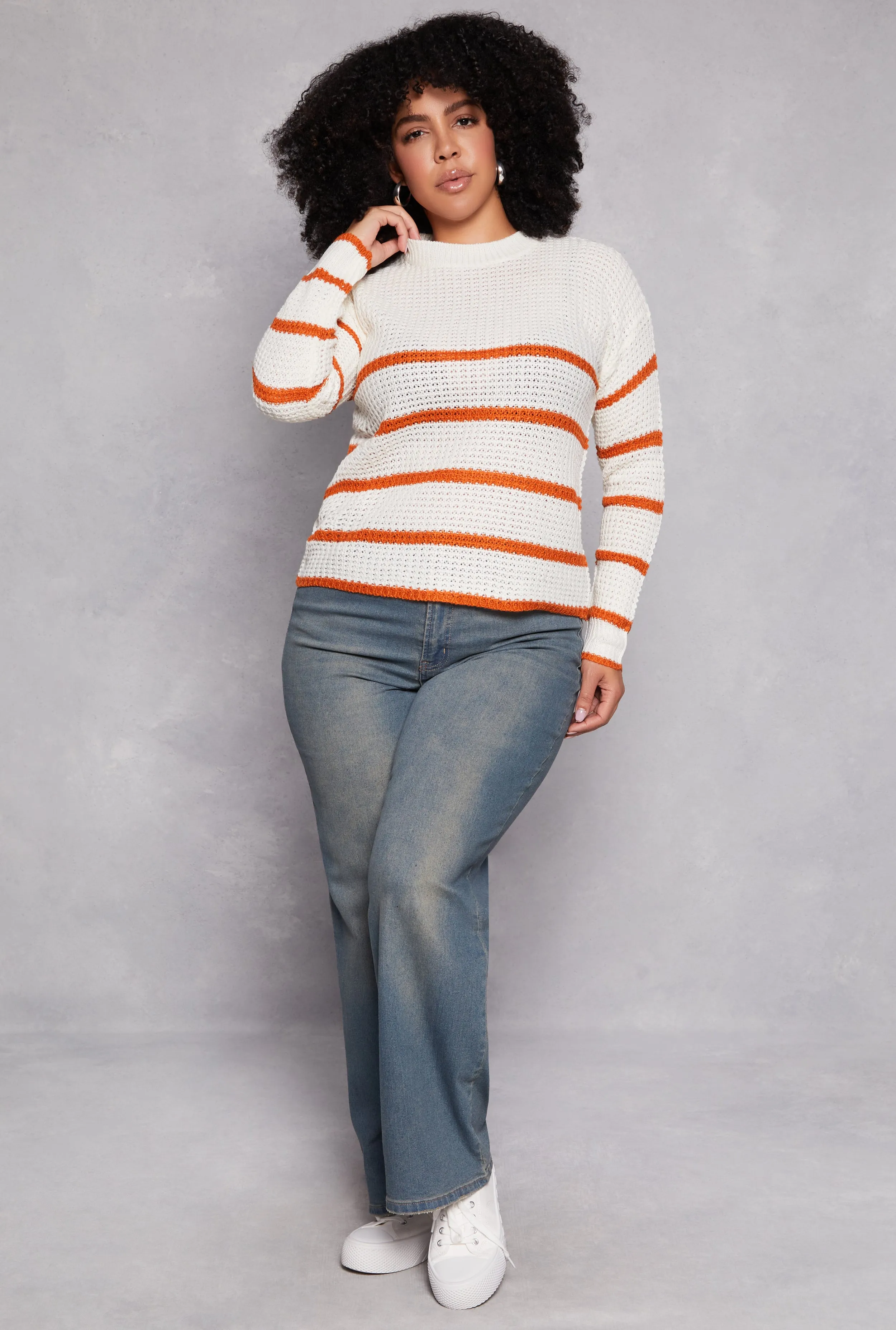 Plus Size Striped Crew Neck Sweater sold by Rainbow product image thumbnail 2