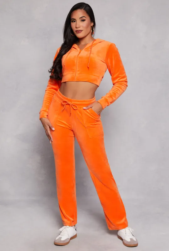 Velour Drawstring Waist Sweatpants sold by Rainbow