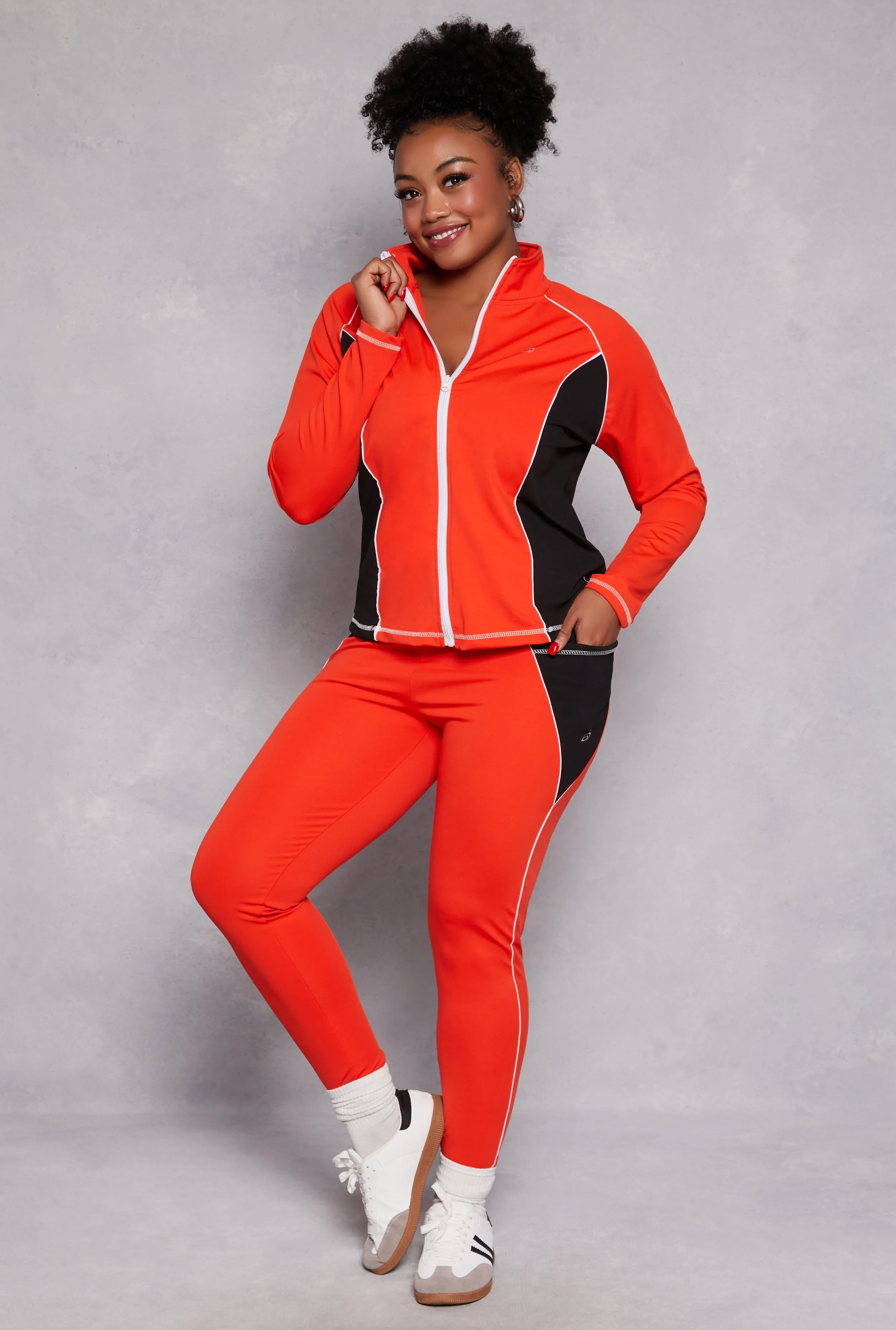 Plus Size Color Block Contrast Trim Active Leggings sold by Rainbow