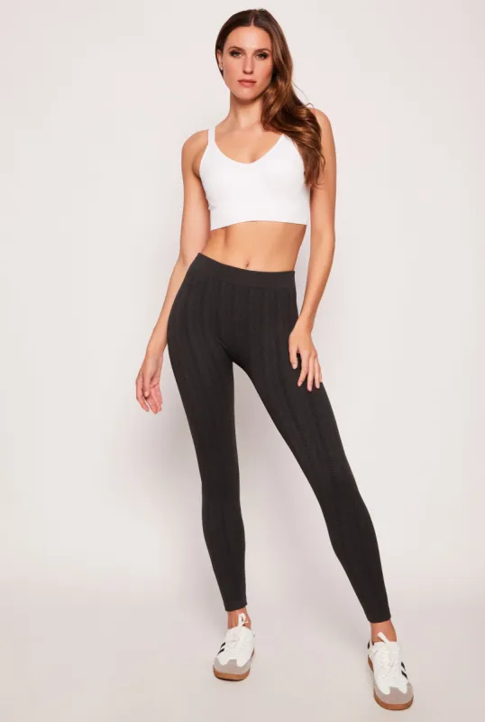 Seamless Textured Fleece Lined Leggings sold by Rainbow