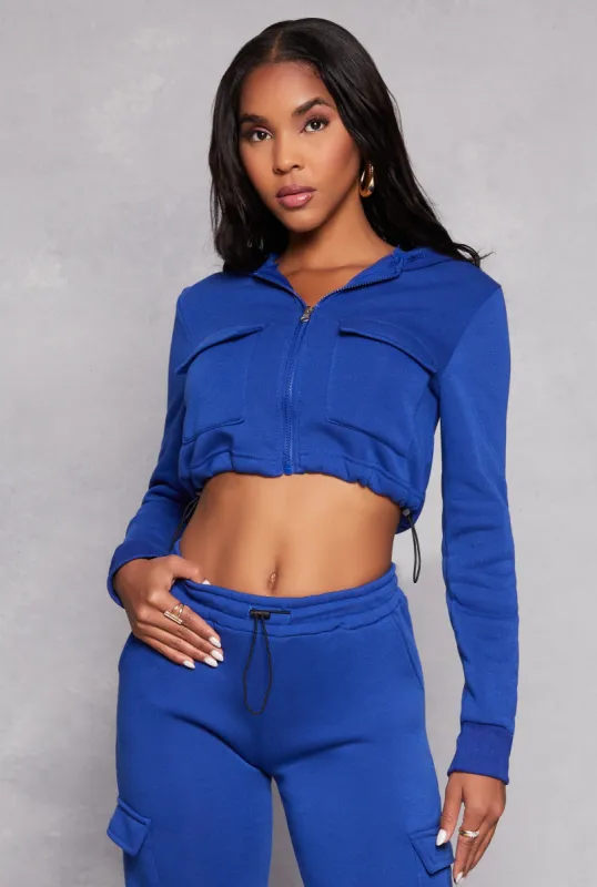 Toggle Drawstring Hem Zip Front Hoodie sold by Rainbow