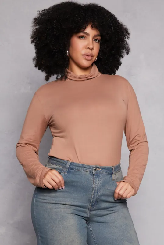 Plus Size Basic Soft Knit Turtleneck Top sold by Rainbow