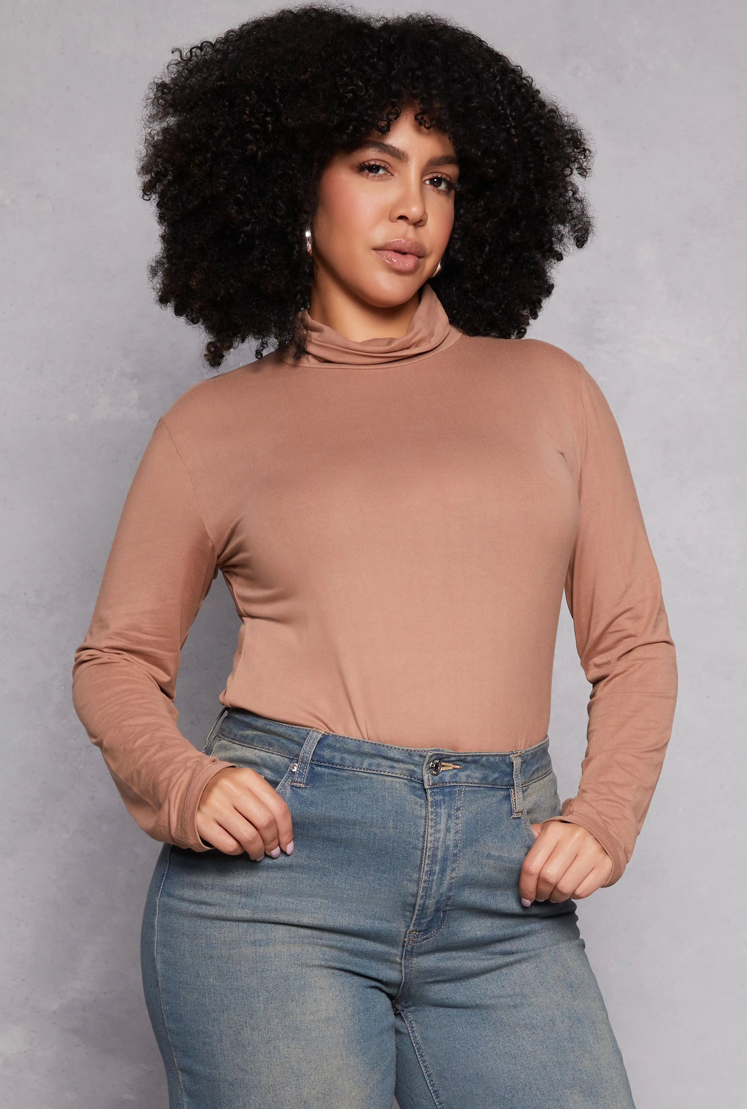 Plus Size Basic Soft Knit Turtleneck Top sold by Rainbow