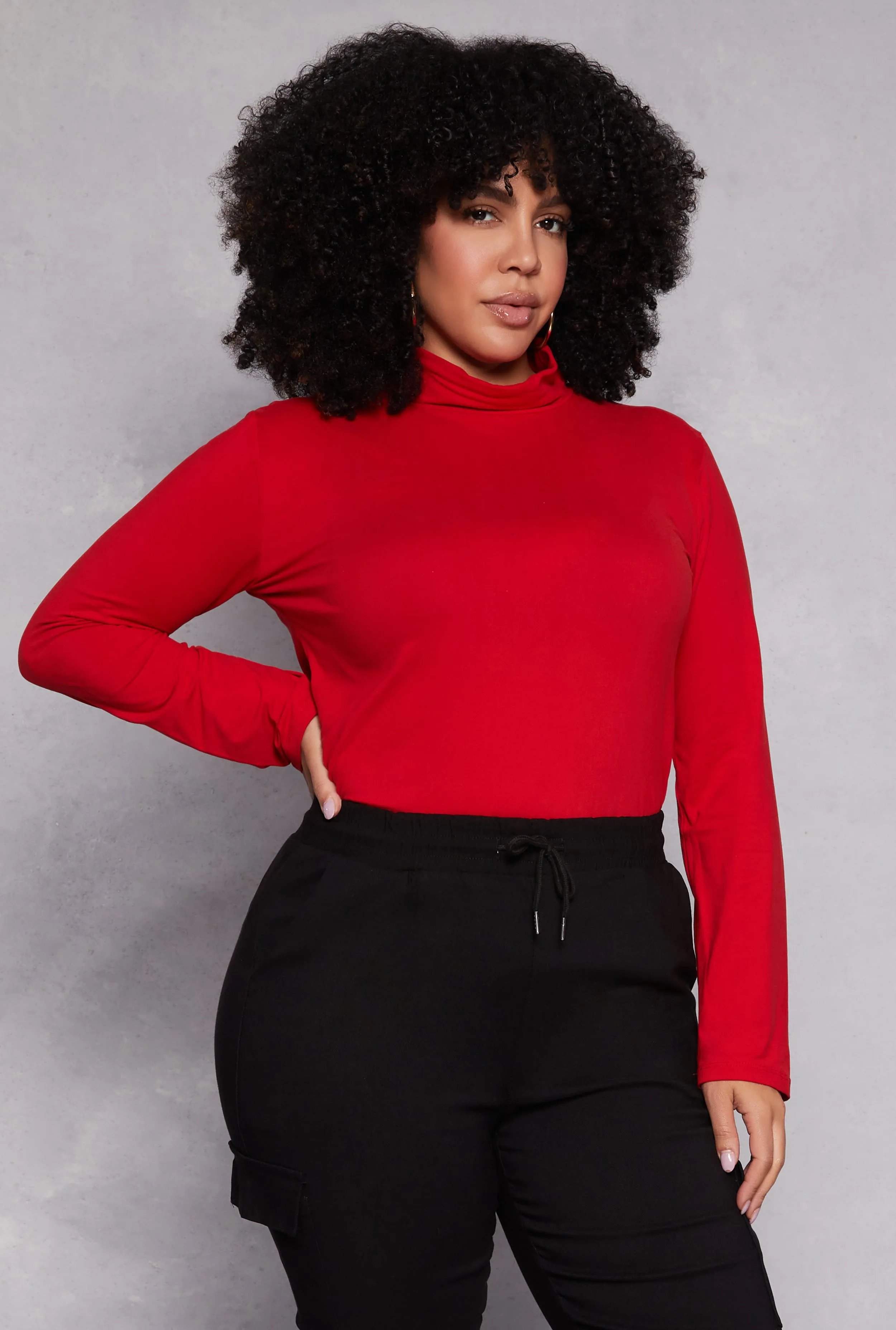 Plus Size Basic Soft Knit Turtleneck Top sold by Rainbow