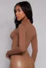 Mock Neck Long Sleeve Crop Top sold by Rainbow