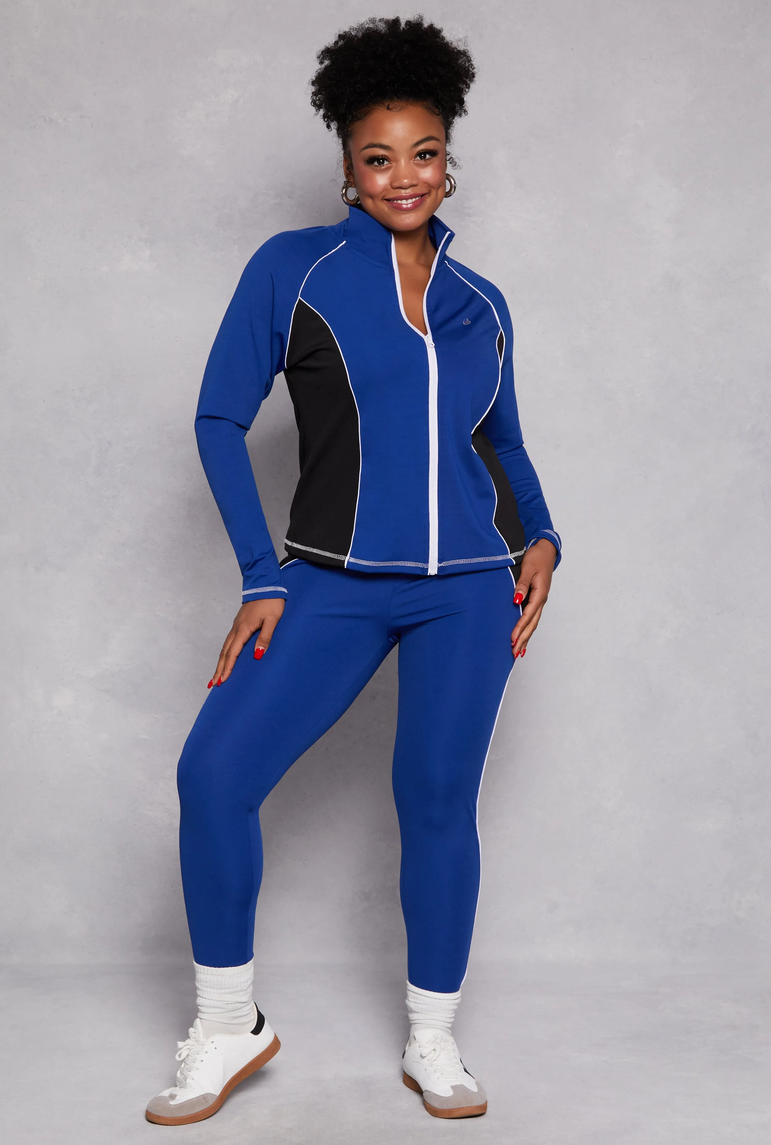 Plus Size Color Block Contrast Trim Track Jacket sold by Rainbow product image thumbnail 2