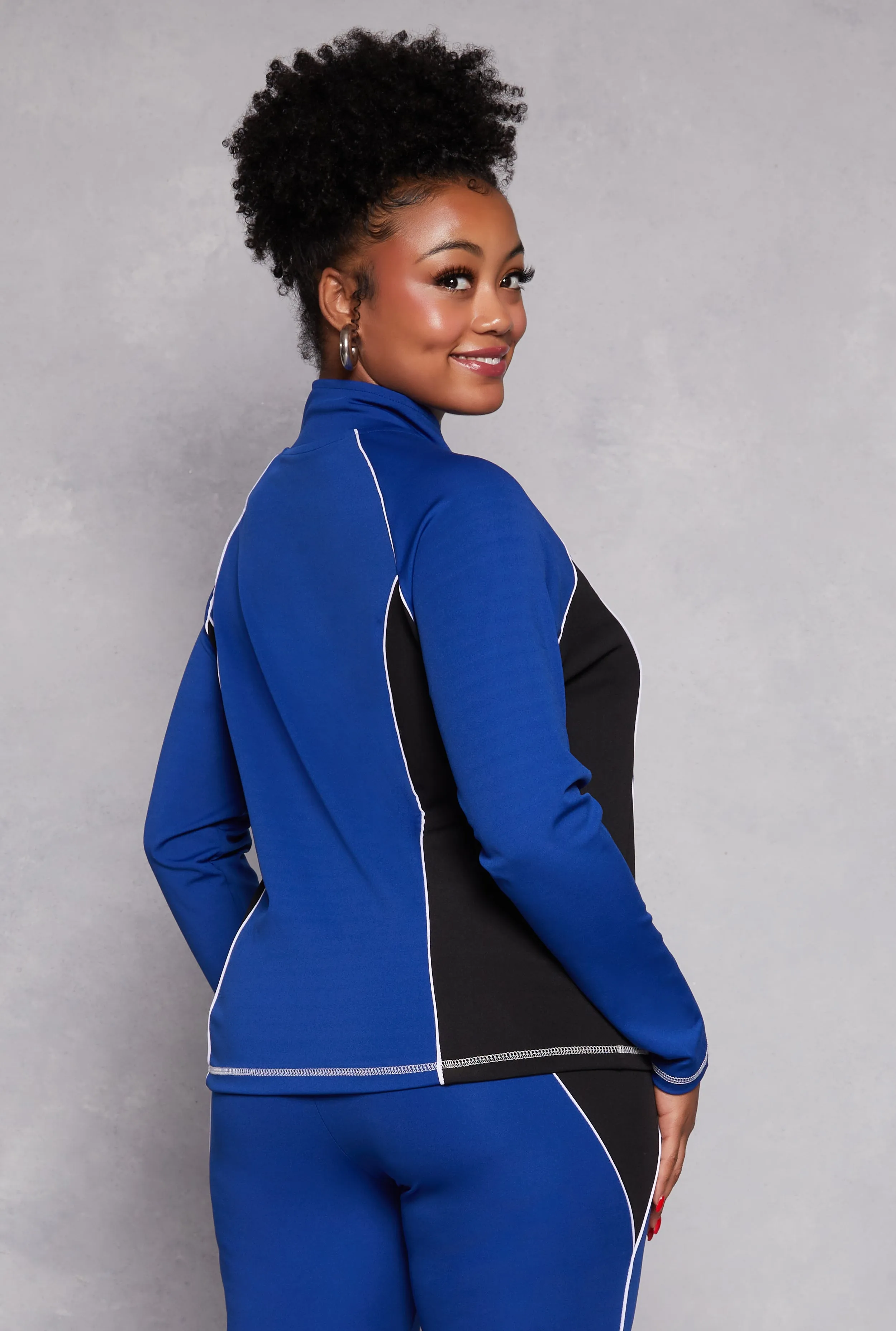 Plus Size Color Block Contrast Trim Track Jacket sold by Rainbow product image thumbnail 3
