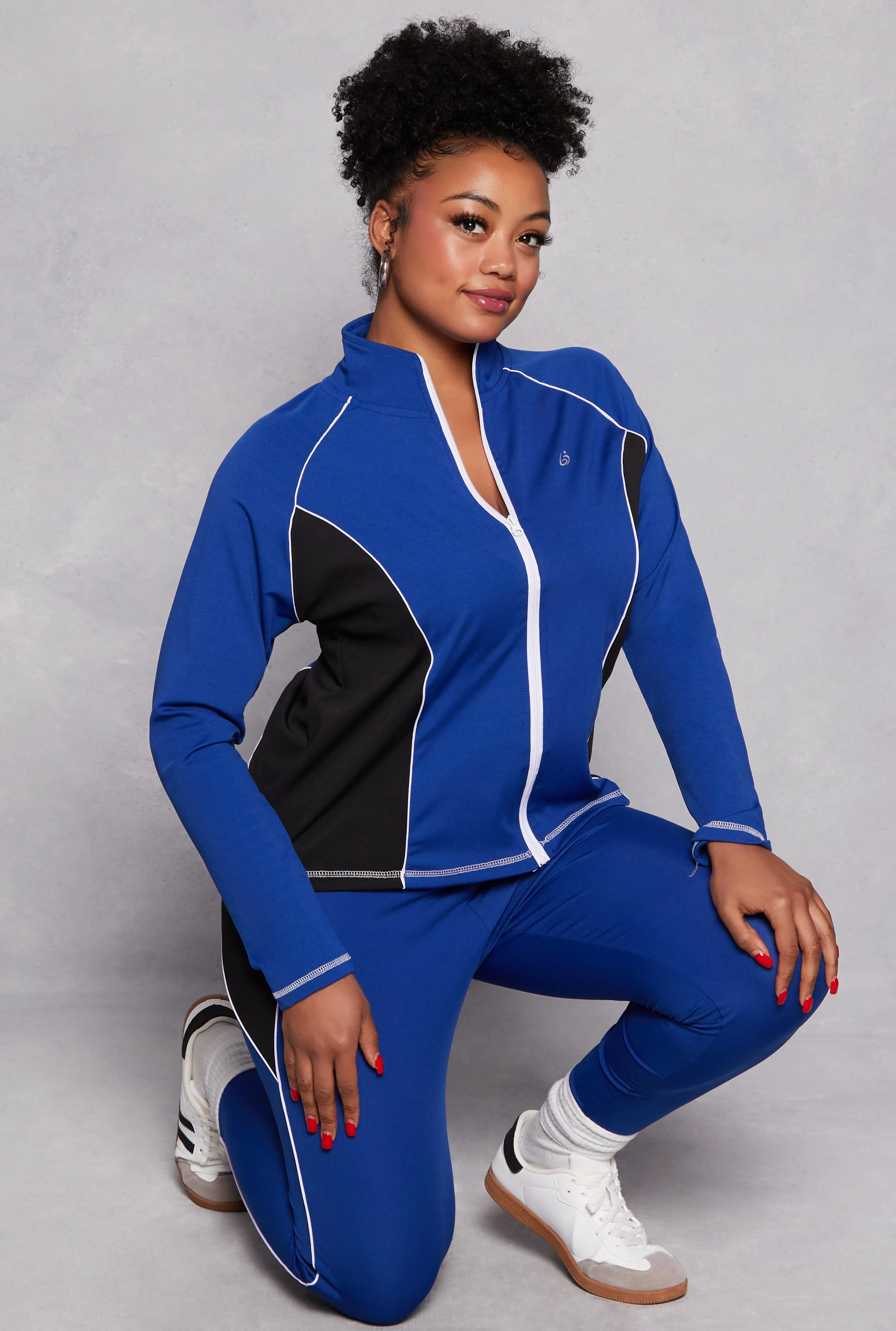 Plus Size Color Block Contrast Trim Track Jacket sold by Rainbow
