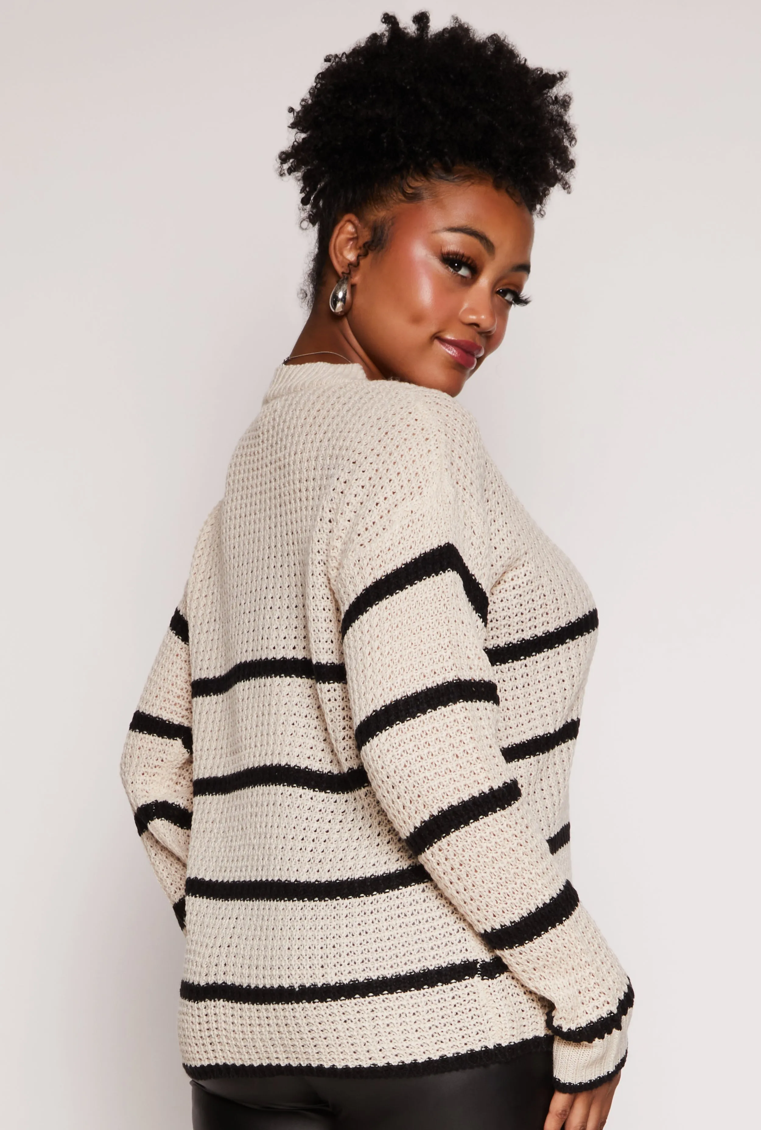 Plus Size Striped Crew Neck Sweater sold by Rainbow product image thumbnail 3