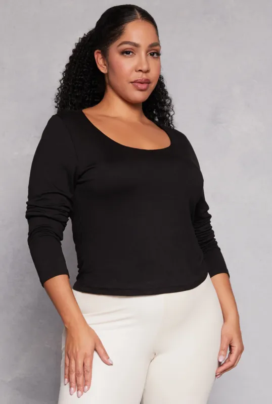 Plus Size Double Layered Scoop Neck Top sold by Rainbow