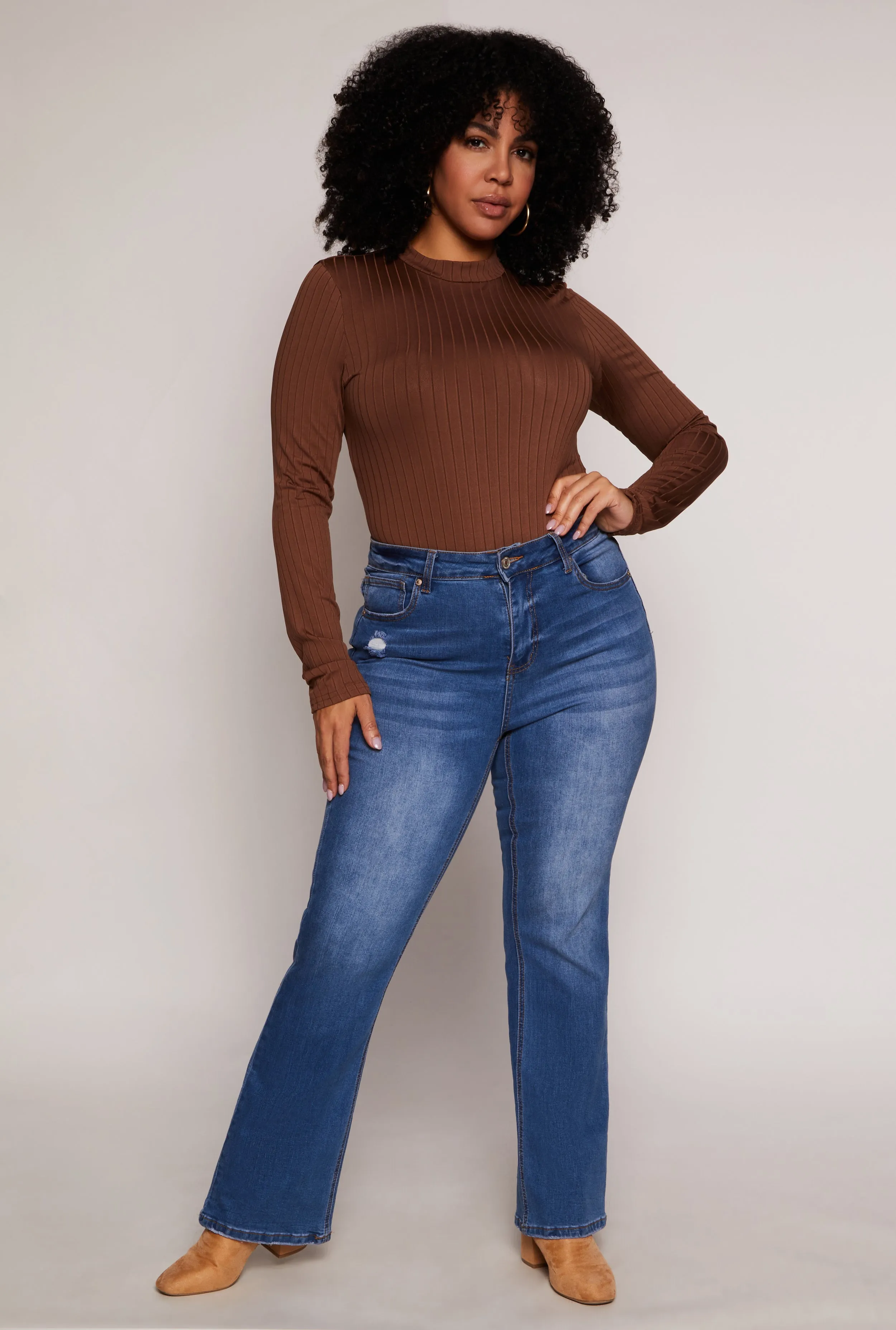 Plus Size Daisy Long Sleeve Mock Neck Bodysuit sold by Rainbow product image thumbnail 2