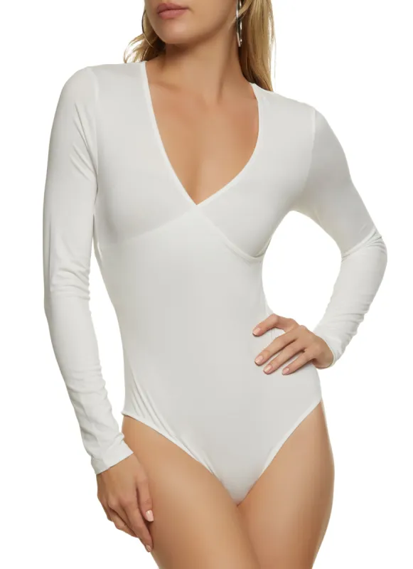 Body Contour Faux Wrap Long Sleeve Bodysuit sold by Rainbow