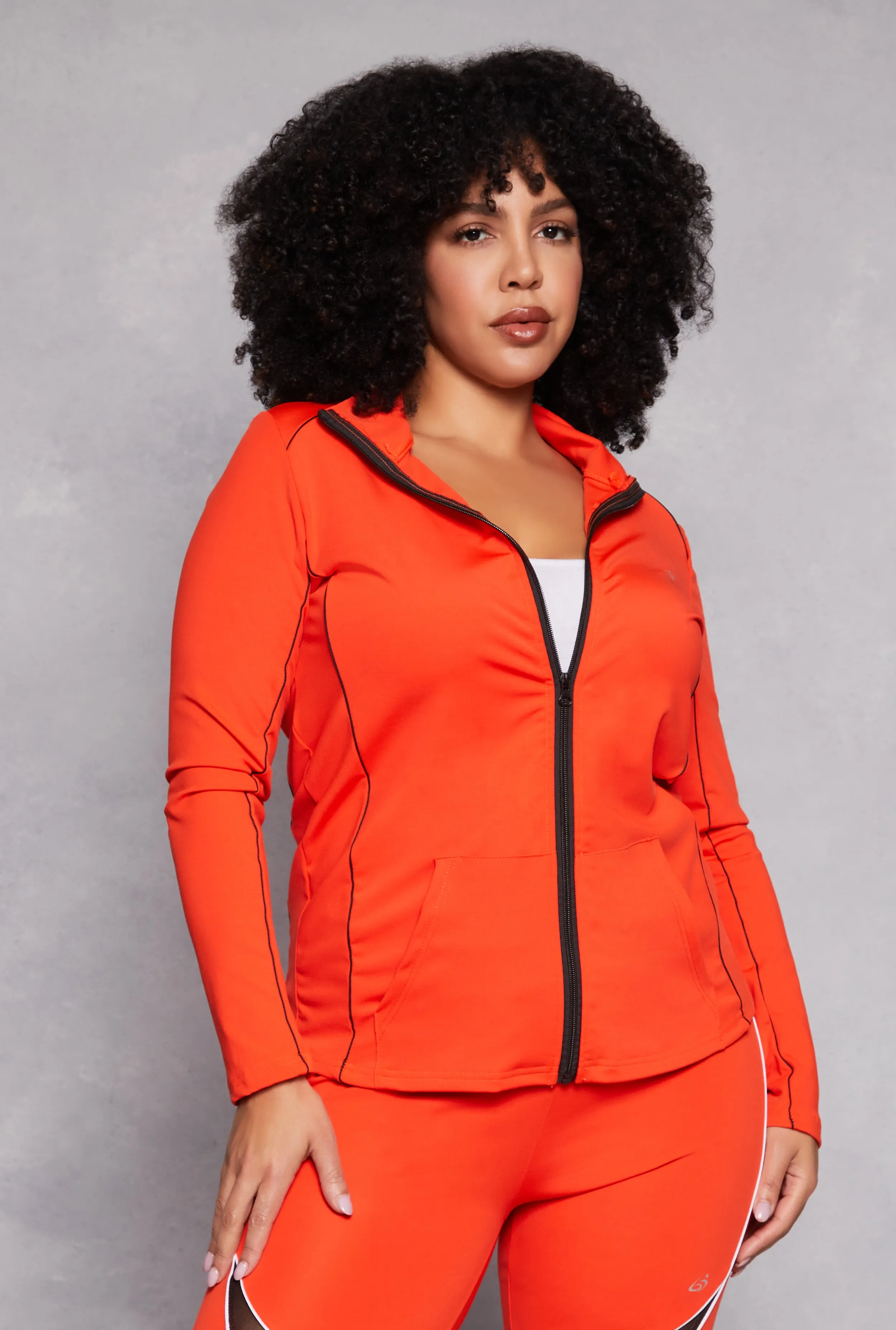 Plus Size Contrast Trim Track Jacket sold by Rainbow