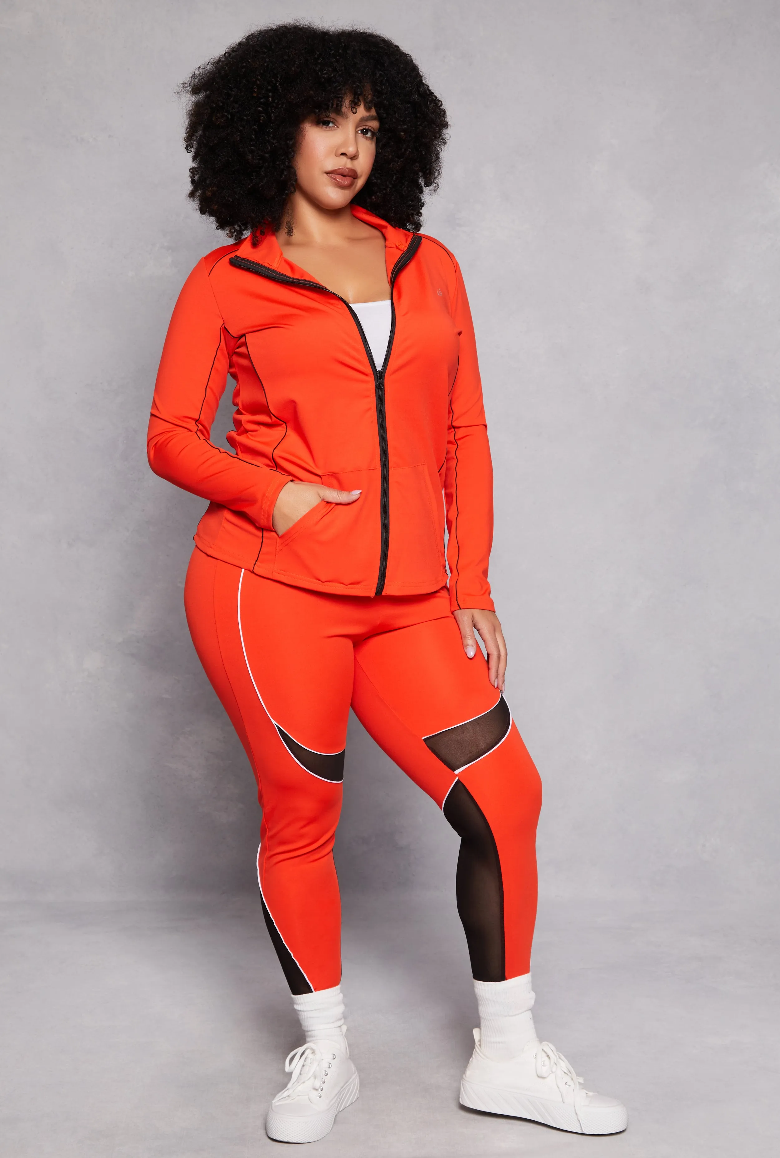 Plus Size Contrast Trim Track Jacket sold by Rainbow product image thumbnail 2