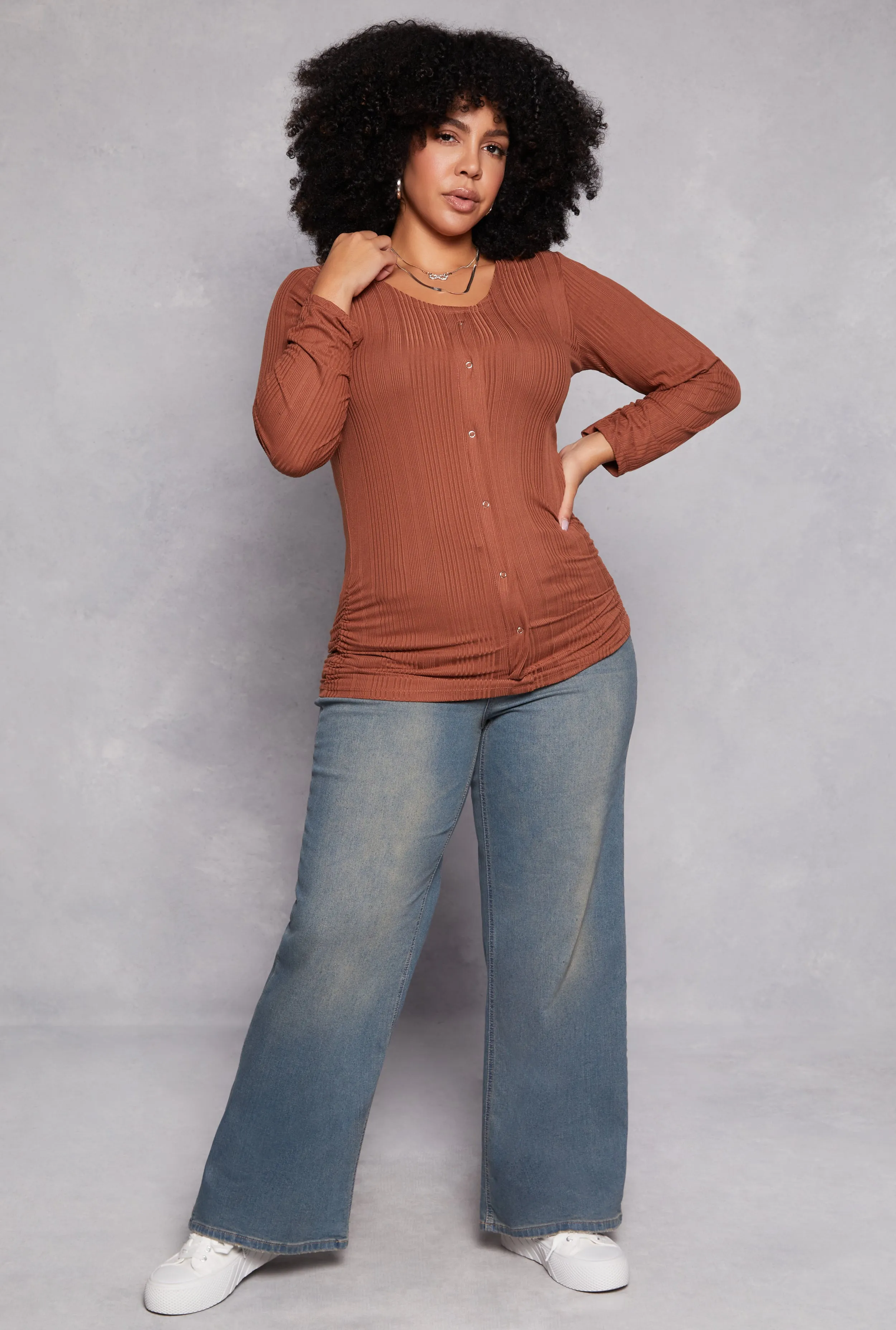 Plus Size Shadow Stripe Ruched Blouse sold by Rainbow product image thumbnail 2