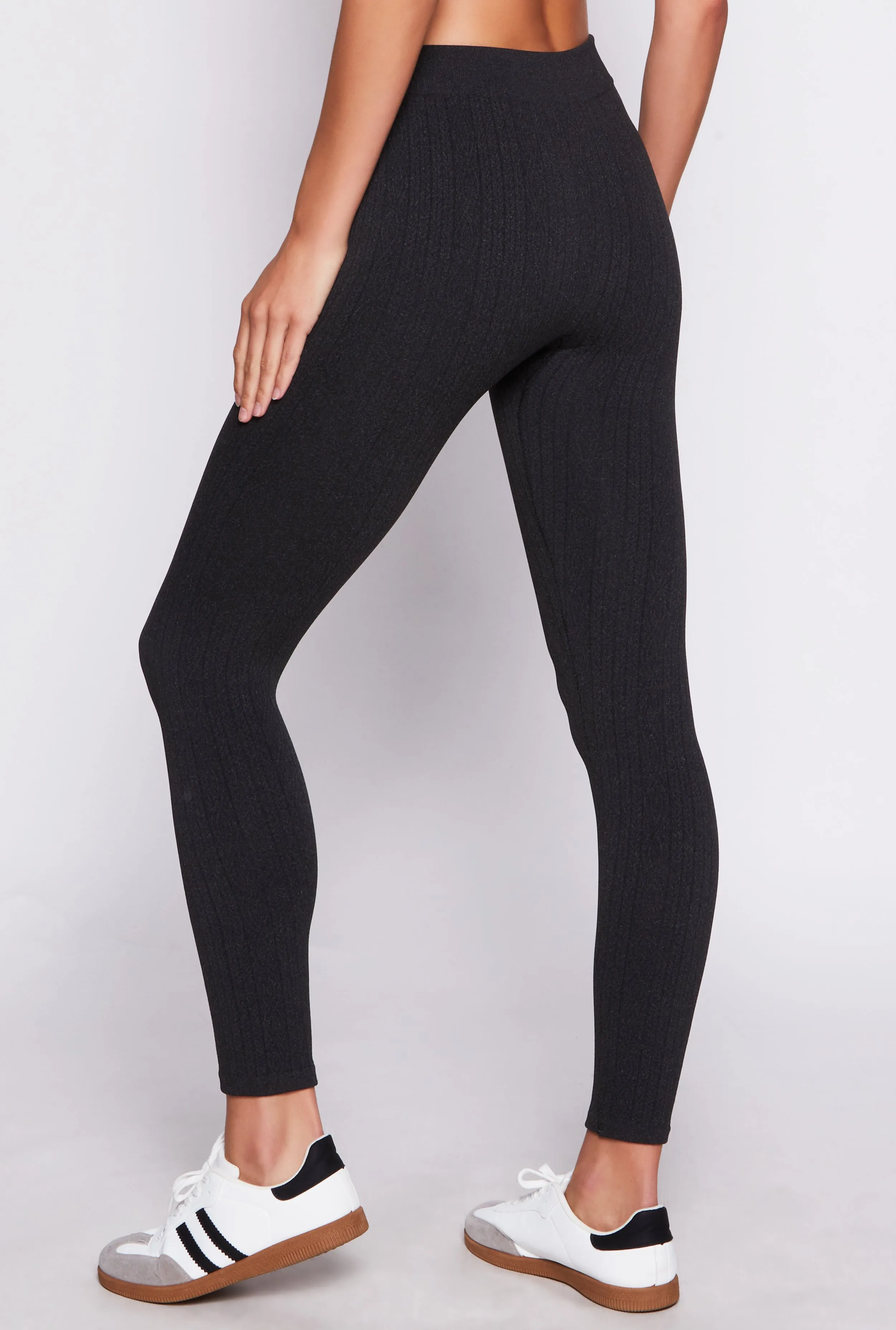 Seamless Textured Knit Fleece Lined Leggings sold by Rainbow product image thumbnail 3