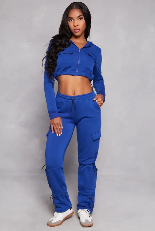 Fleece Toggle Drawstring Cargo Sweatpants sold by Rainbow