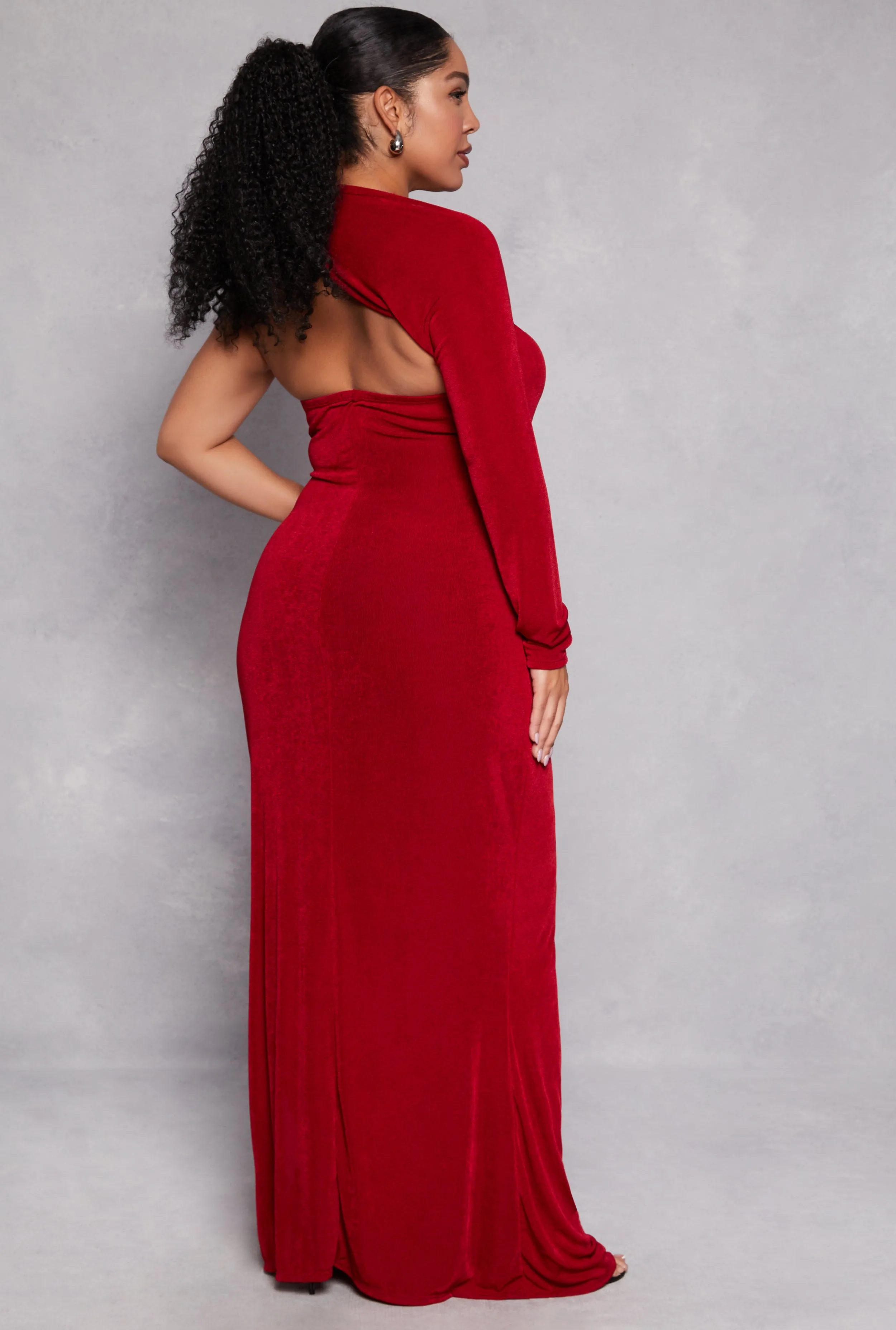 Plus Size Asymmetrical One Shoulder Maxi Dress sold by Rainbow product image thumbnail 3