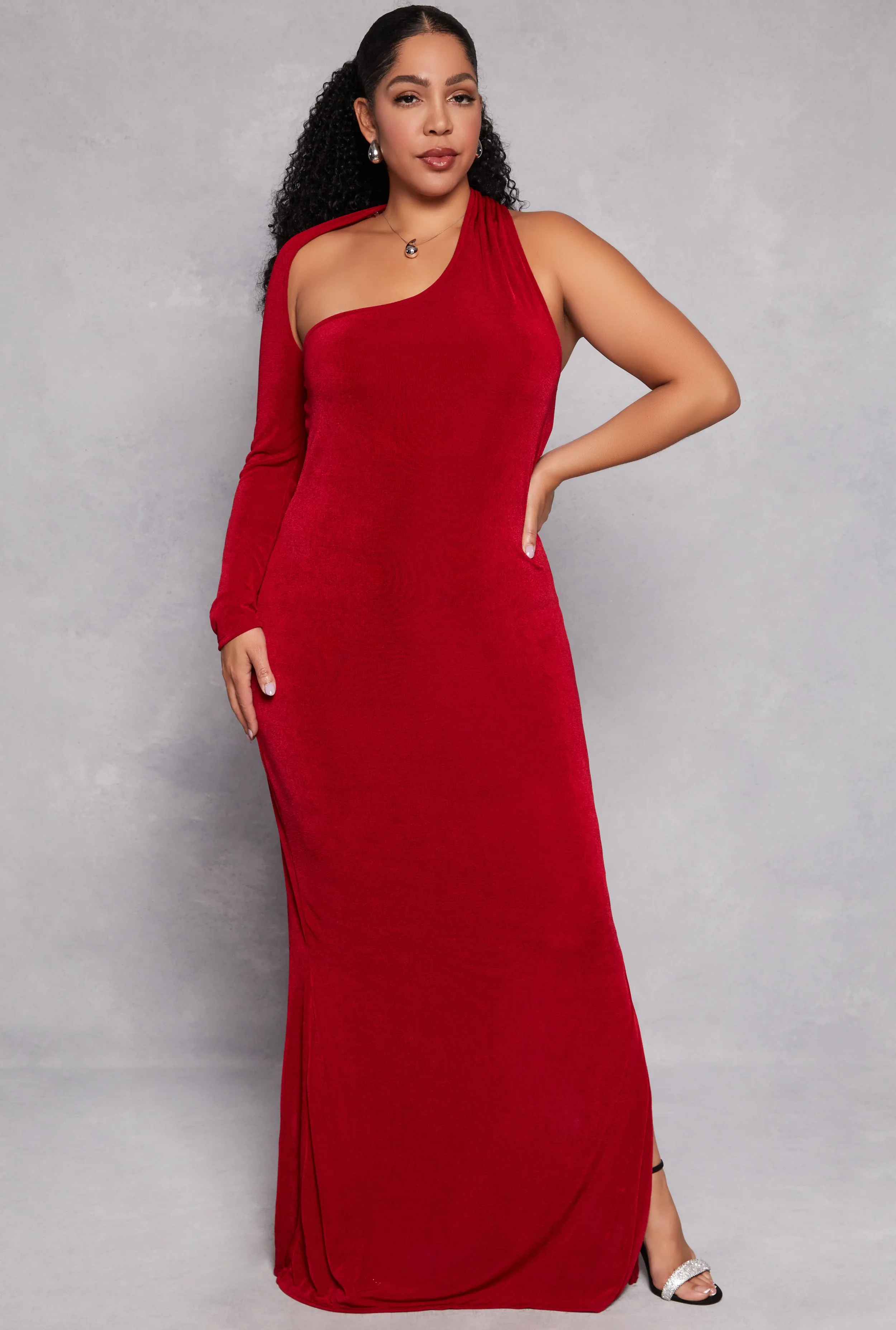 Plus Size Asymmetrical One Shoulder Maxi Dress sold by Rainbow product image thumbnail 2