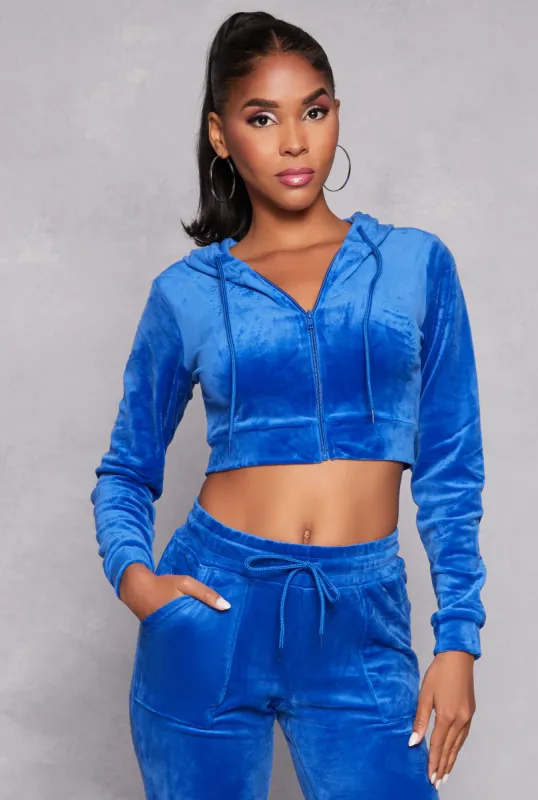 Velour Zip Front Hoodie sold by Rainbow