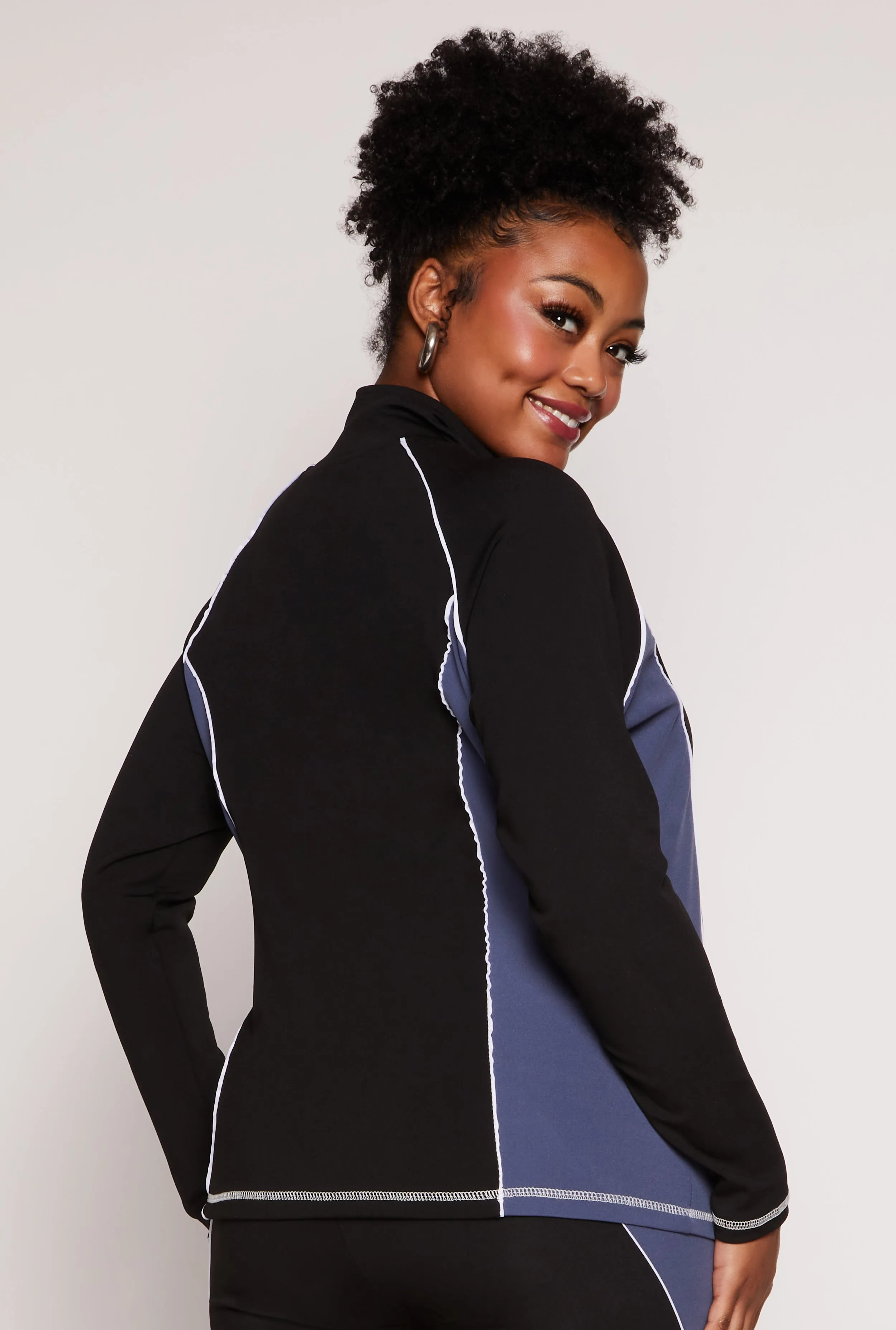 Plus Size Color Block Contrast Trim Track Jacket sold by Rainbow product image thumbnail 3