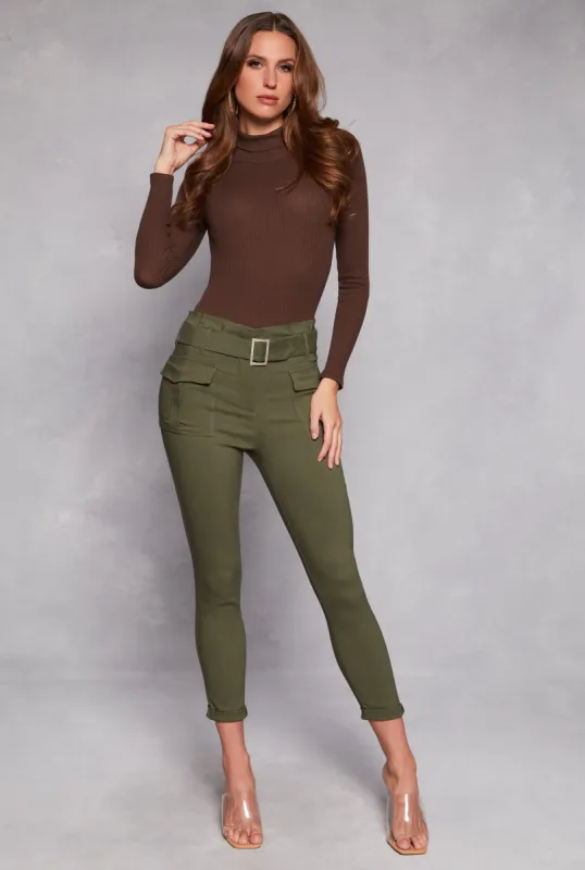 Belted Cropped Cargo Pocket Pants sold by Rainbow