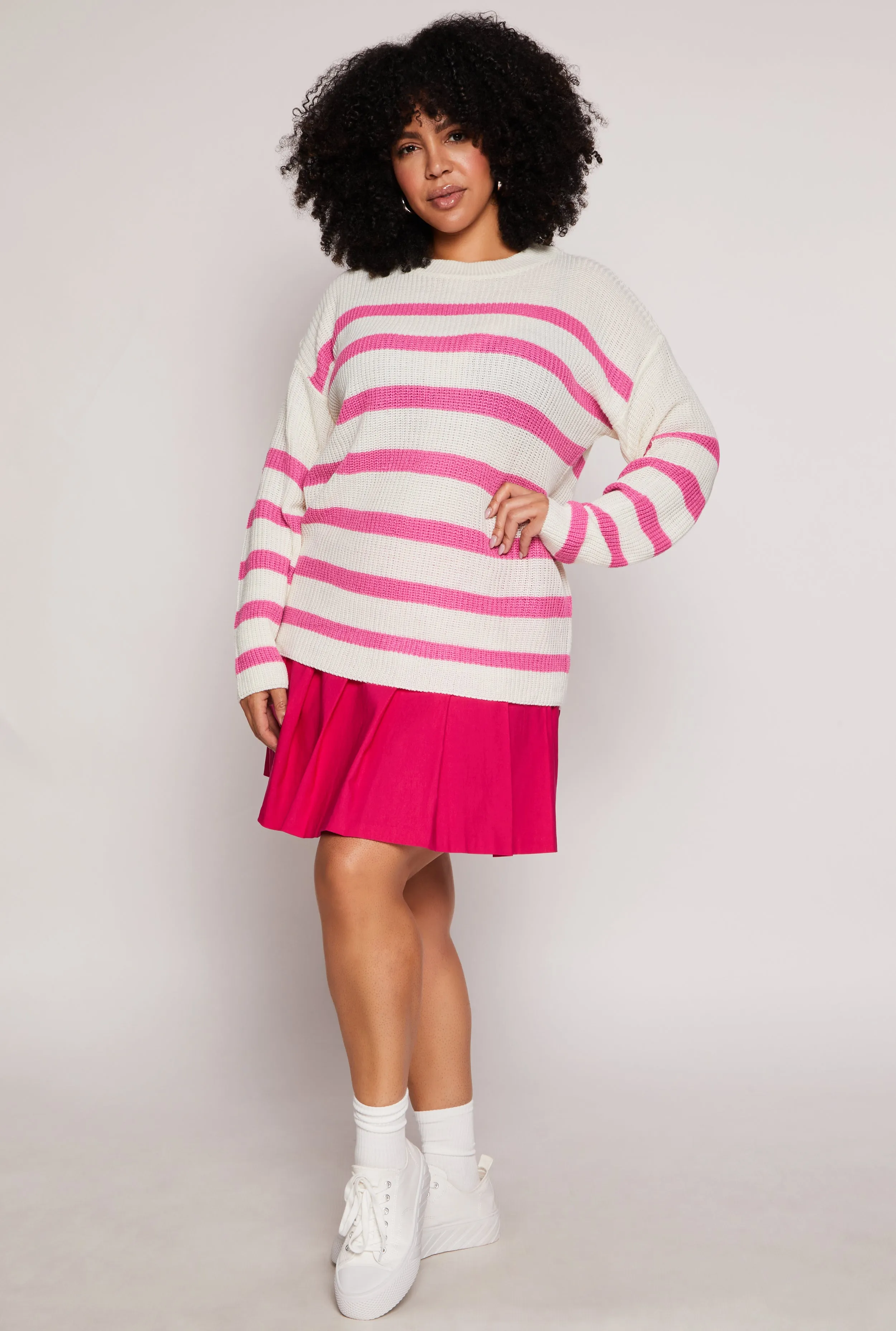 Plus Size Striped Knit Pullover Sweater sold by Rainbow product image thumbnail 2