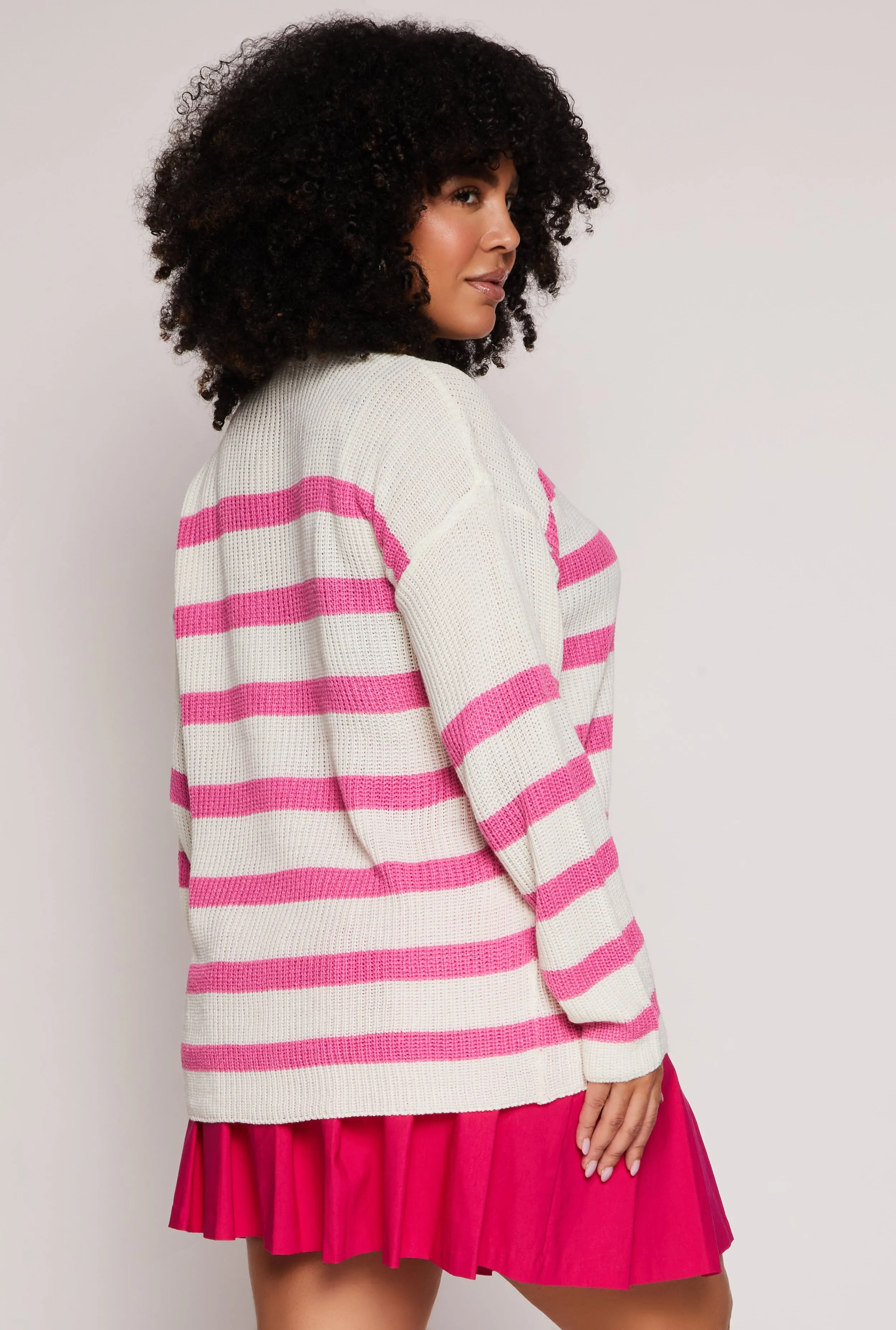 Plus Size Striped Knit Pullover Sweater sold by Rainbow product image thumbnail 3