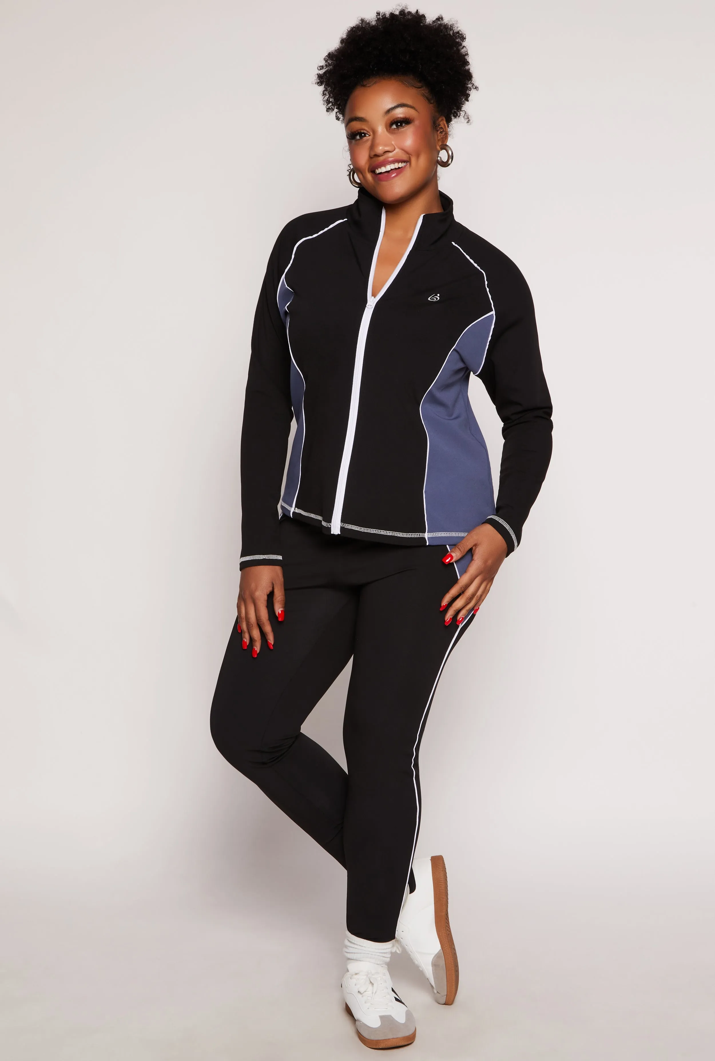 Plus Size Color Block Contrast Trim Active Leggings sold by Rainbow