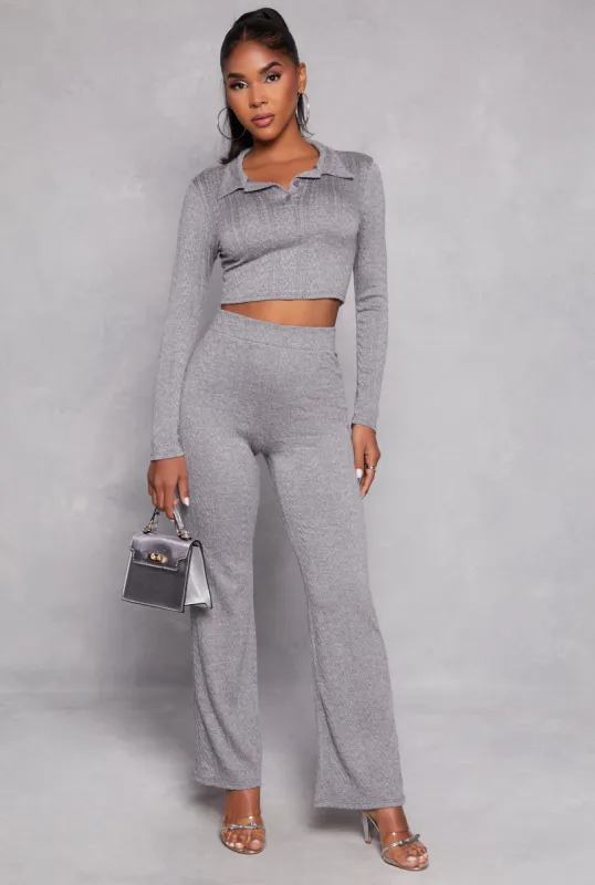 Textured Knit Wide Leg Pants sold by Rainbow