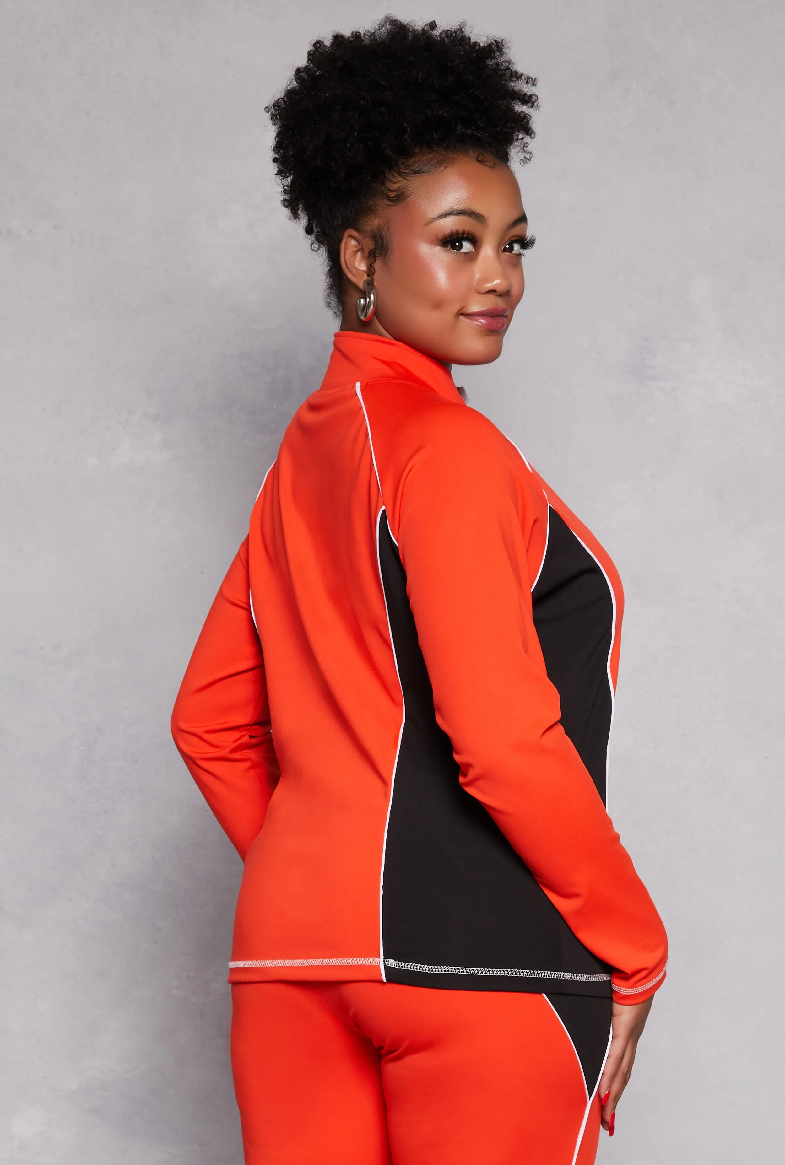 Plus Size Color Block Contrast Trim Track Jacket sold by Rainbow product image thumbnail 3