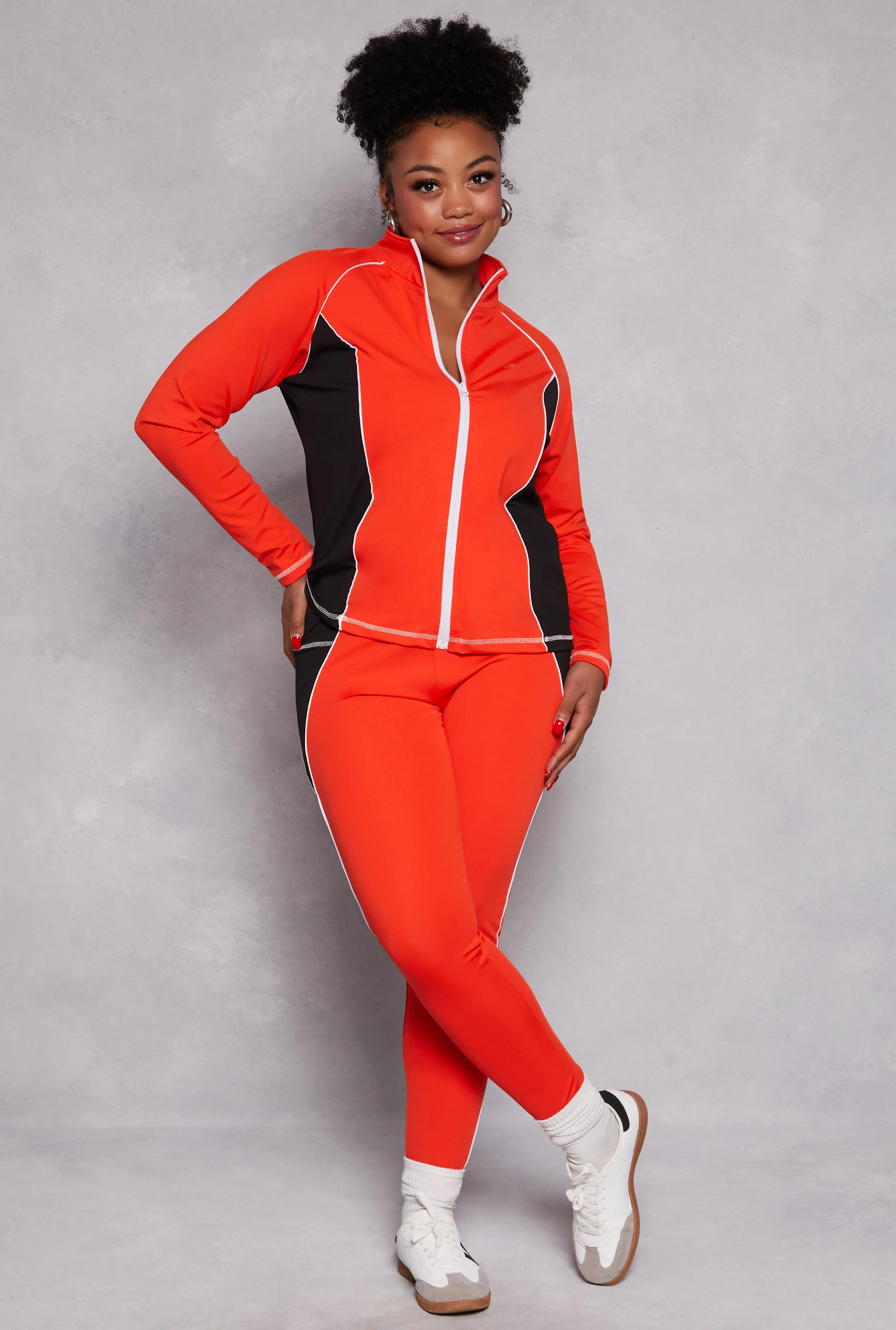 Plus Size Color Block Contrast Trim Track Jacket sold by Rainbow product image thumbnail 2