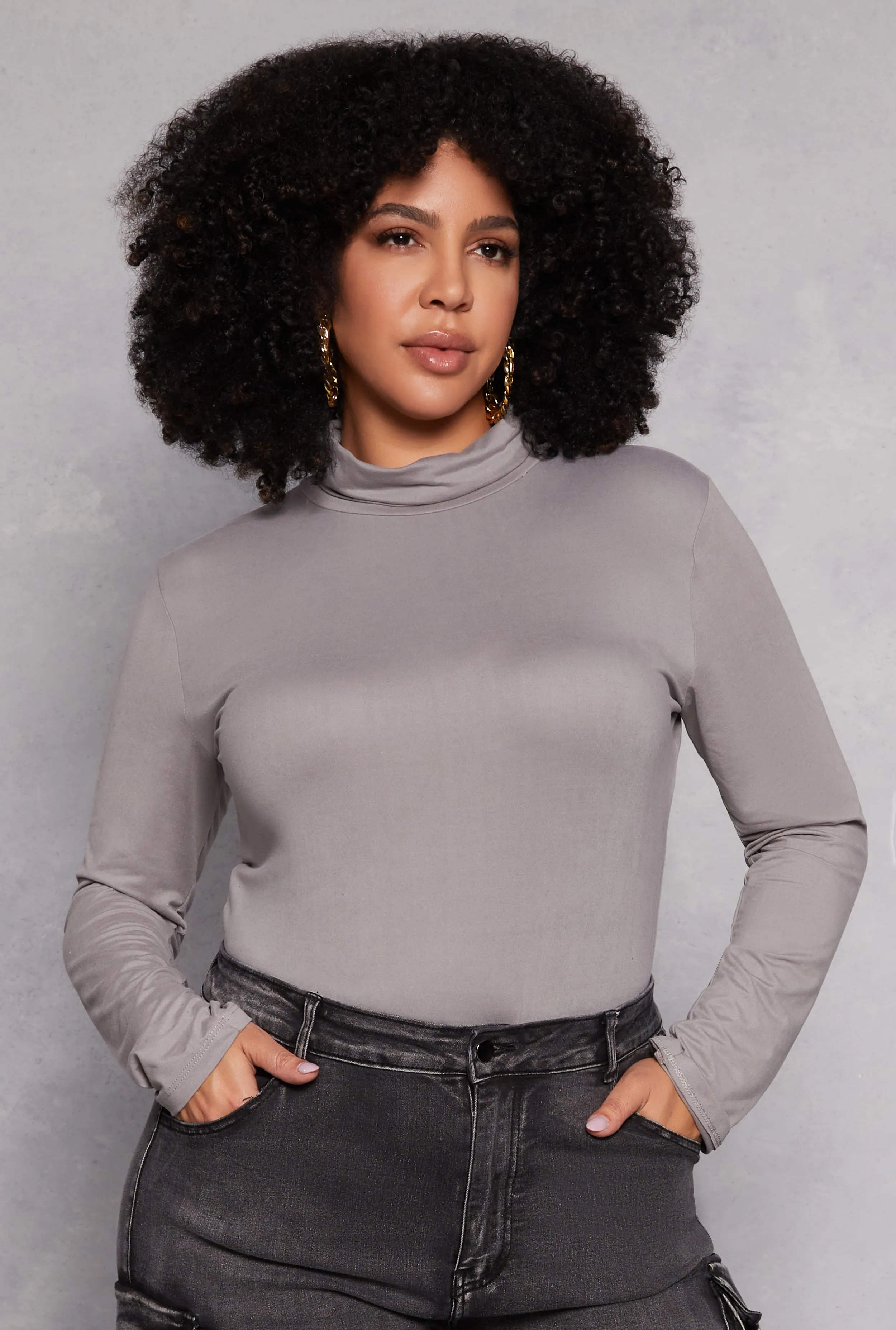 Plus Size Basic Soft Knit Turtleneck Top sold by Rainbow