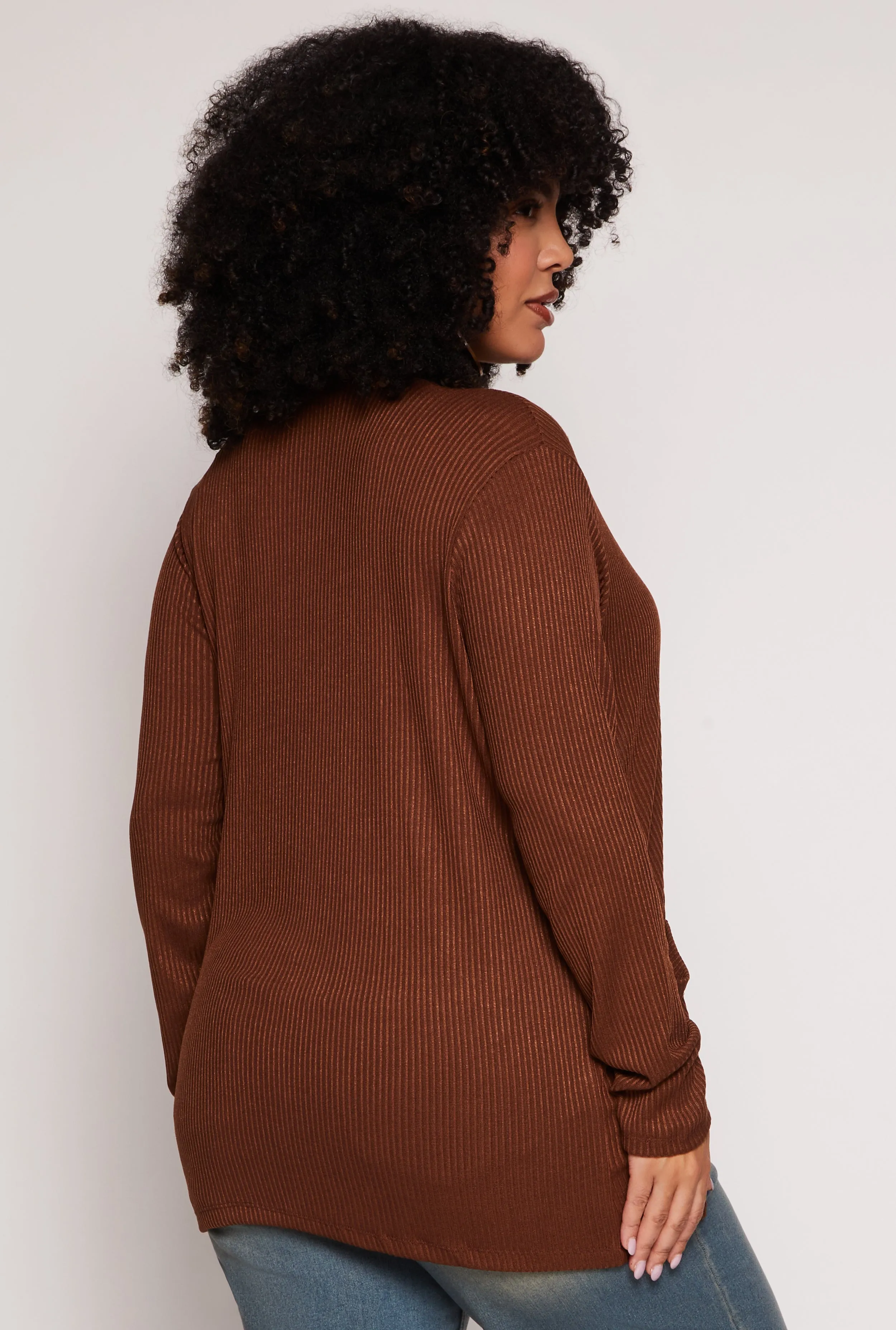 Plus Size Ribbed Knit Open Front Cardigan sold by Rainbow product image thumbnail 4